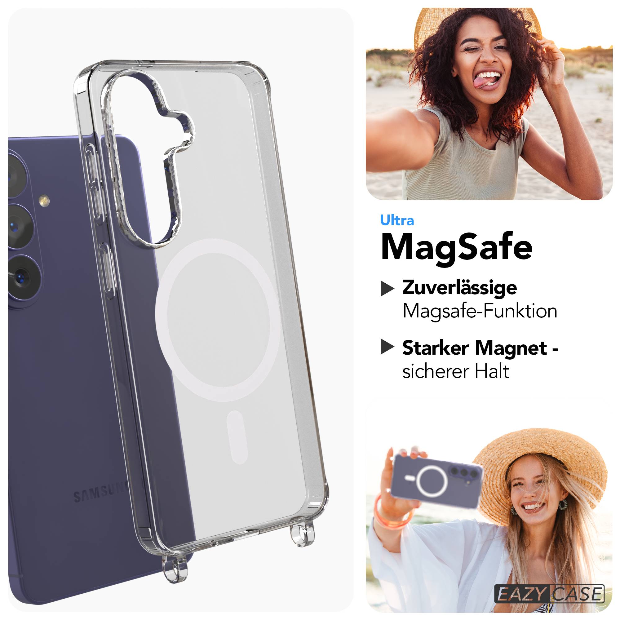 Samsung Galaxy S26 transparente Hülle mit Befestigungsösen für Handyketten und MagSafe Magnetring