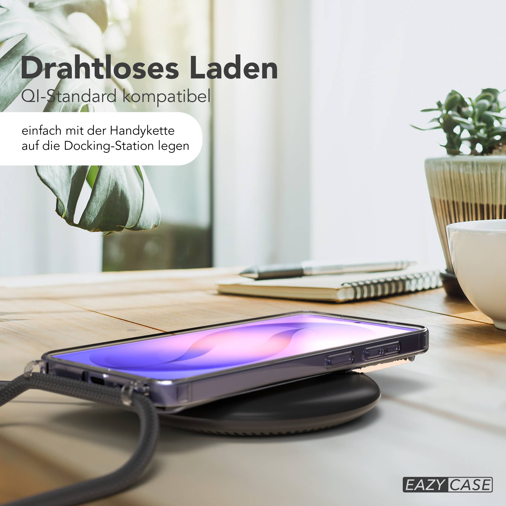 Samsung Galaxy S26 transparente Hülle mit Befestigungsösen für Handyketten und MagSafe Magnetring