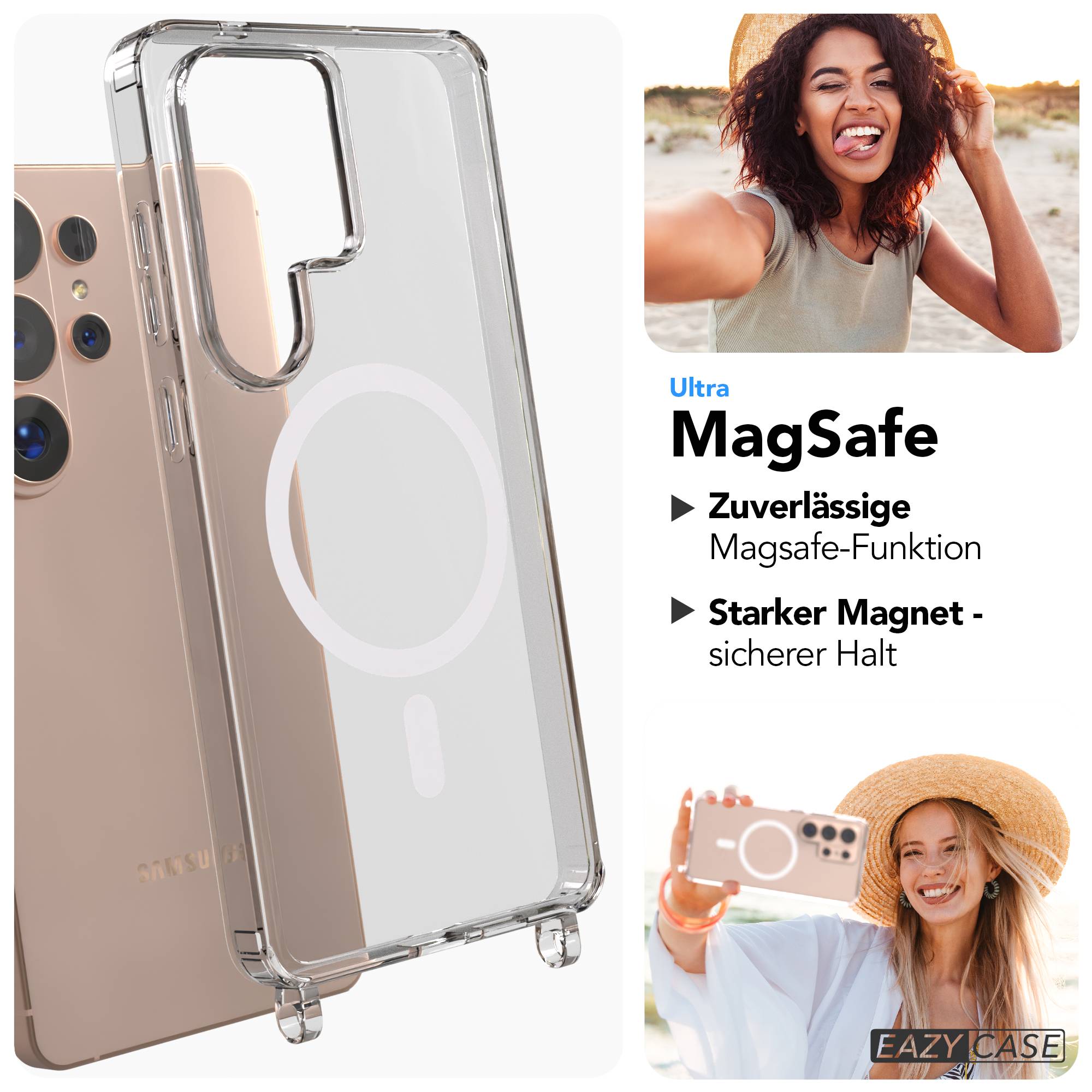 Samsung Galaxy S26 Ultra durchsichtige Schutzhülle mit Handyketten Ösen und MagSafe Ring