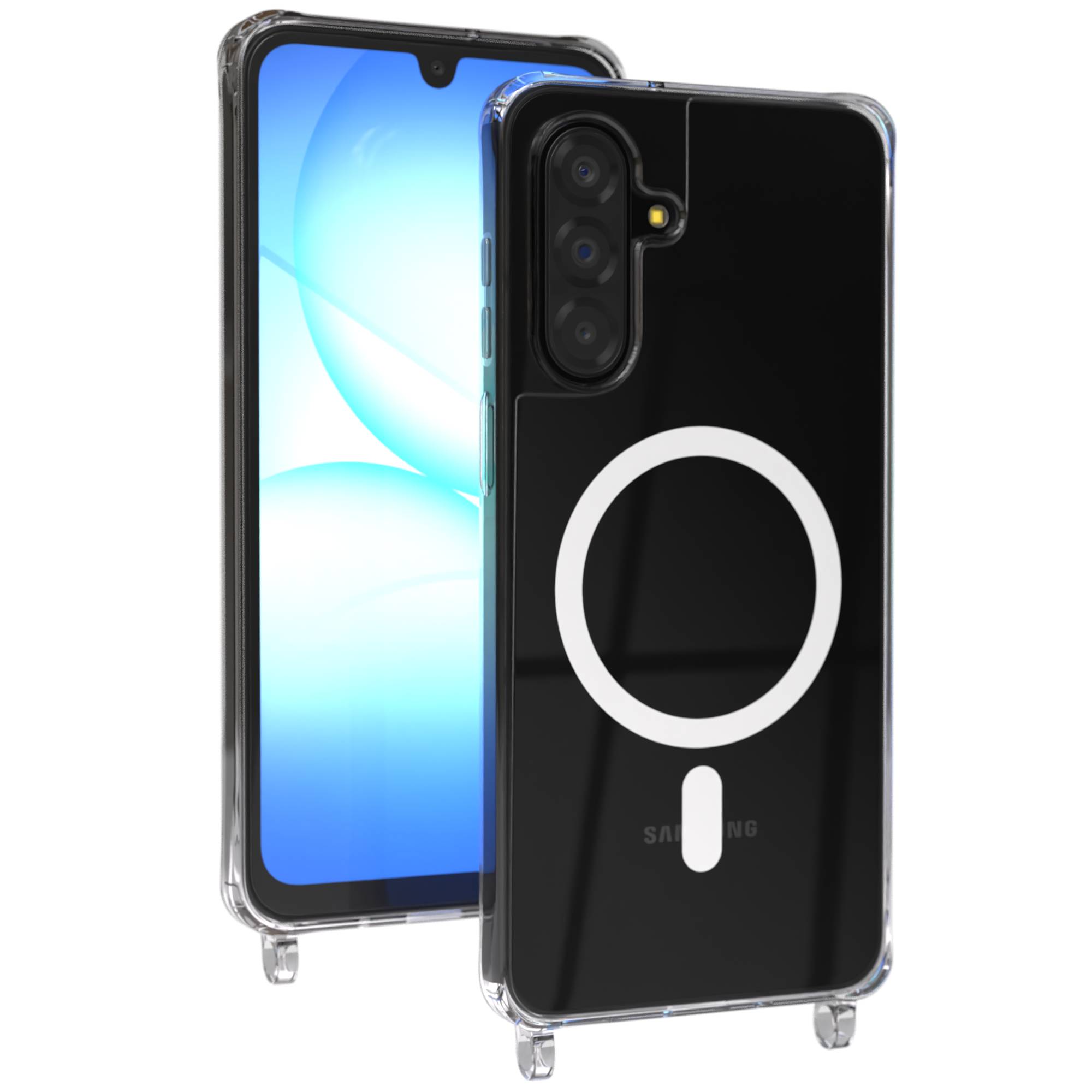 Samsung Galaxy A17 transparente Schutzhülle mit MagSafe und Handyketten Befestigungsösen