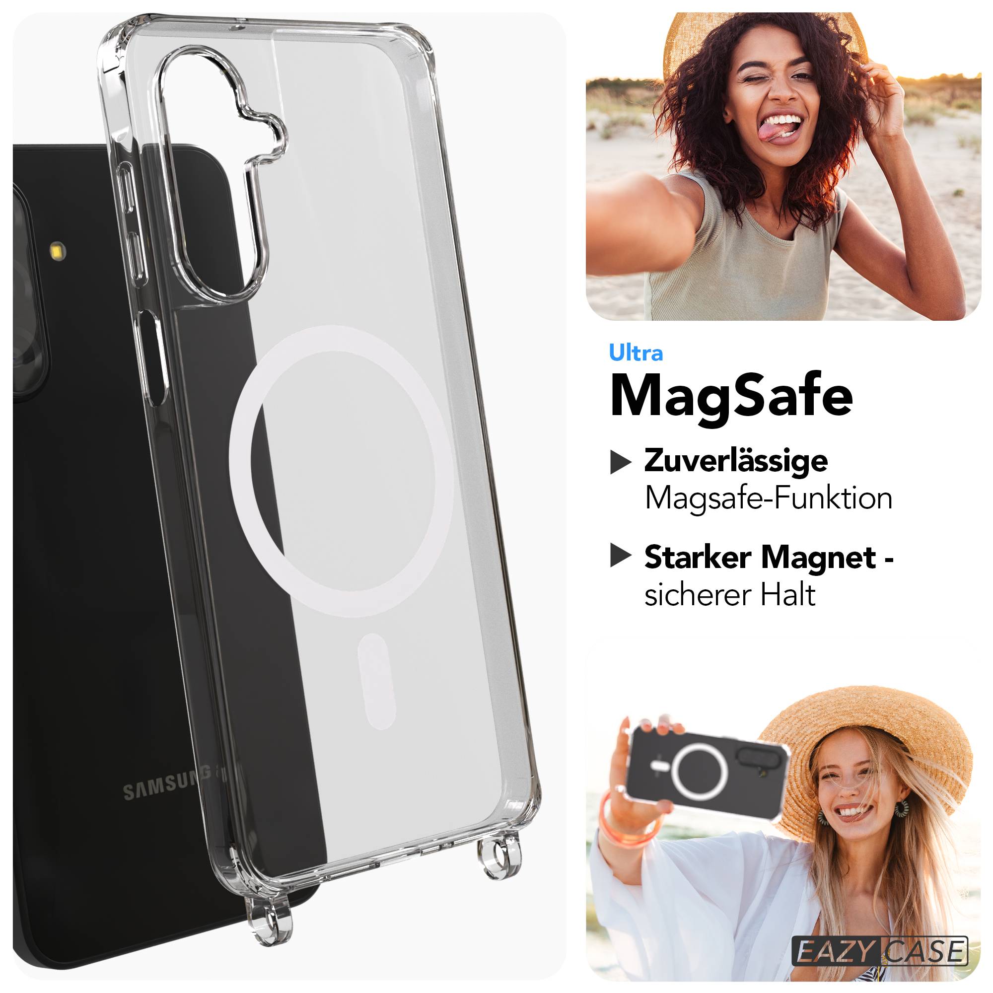 Samsung Galaxy A17 transparente Schutzhülle mit MagSafe und Handyketten Befestigungsösen