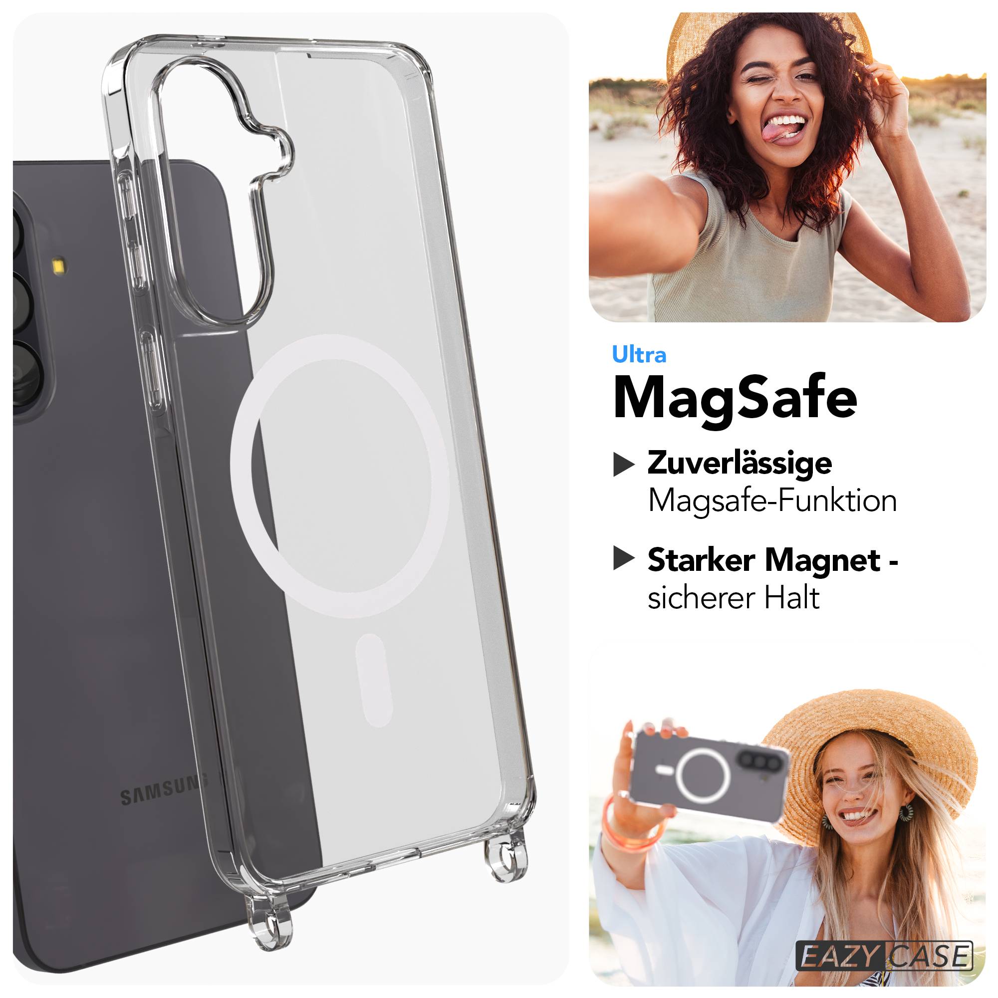Samsung Galaxy A57 transparente Schutzhülle mit MagSafe und Befestigungsösen für Handyketten