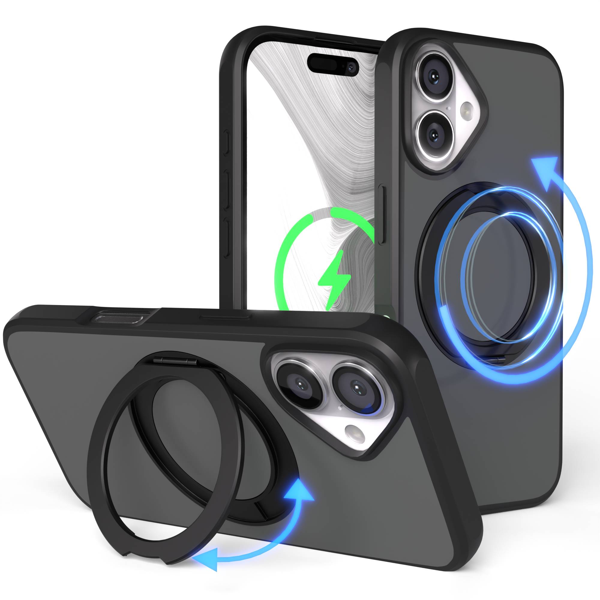 iPhone 16 Bumper Hülle mit drehbarem Ring MagSafe Outdoor Case