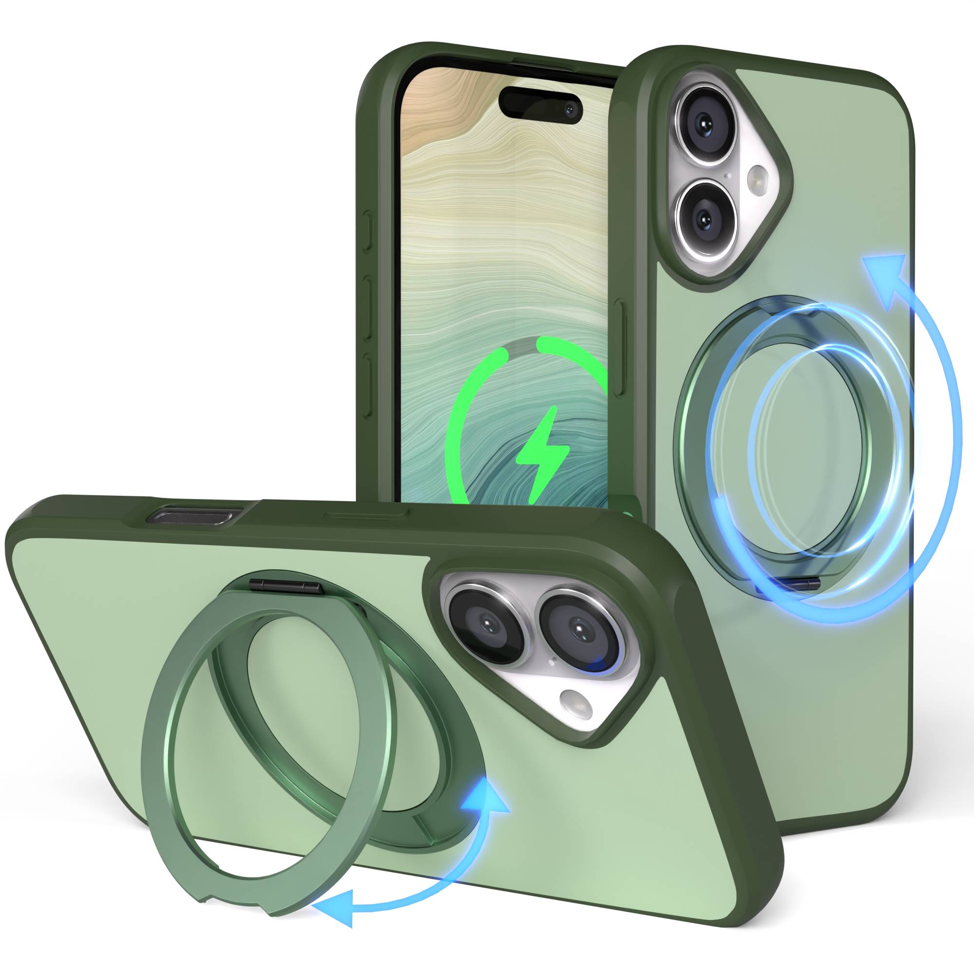 iPhone 16 Bumper Hülle mit drehbarem Ring MagSafe Outdoor Case