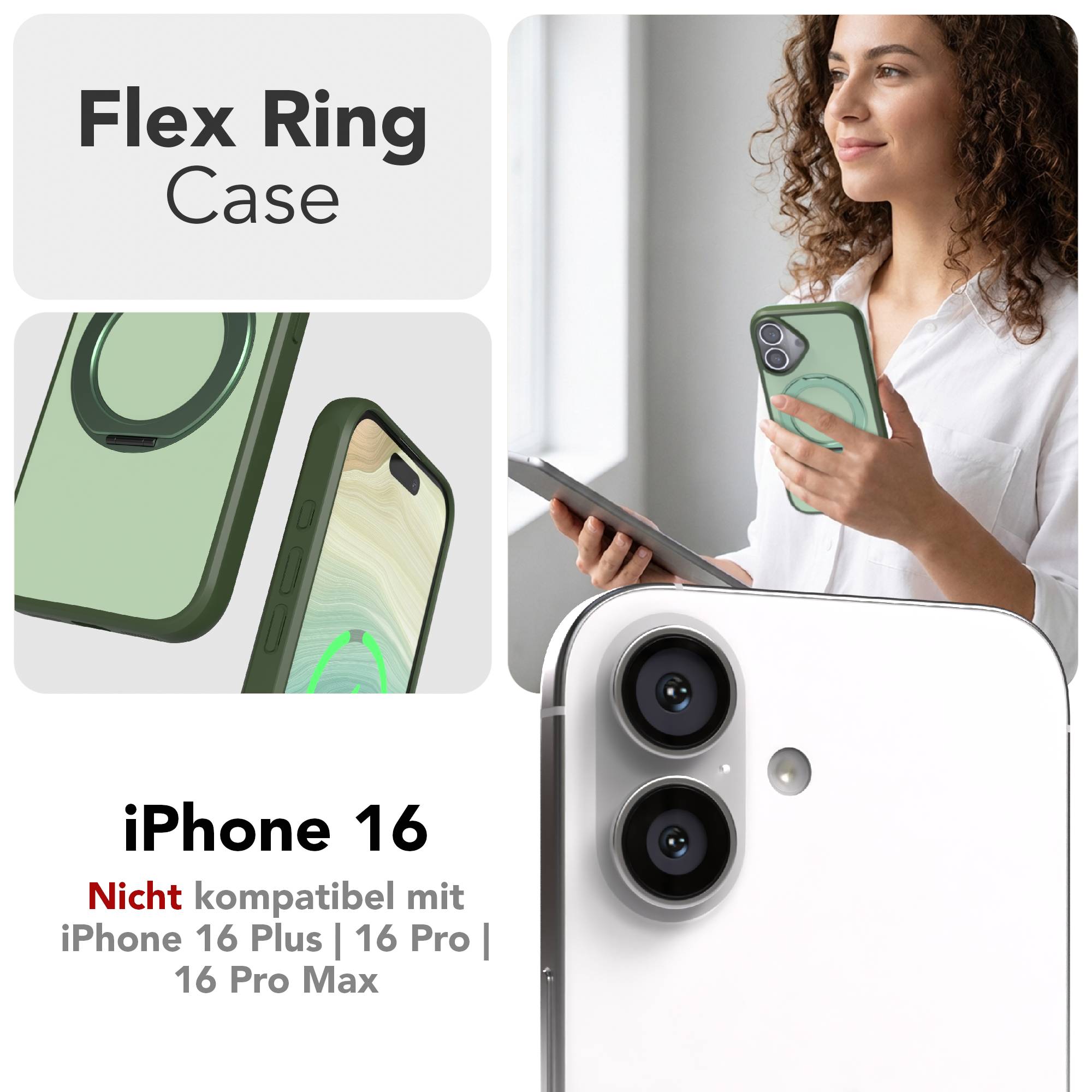 iPhone 16 Bumper Hülle mit drehbarem Ring MagSafe Outdoor Case