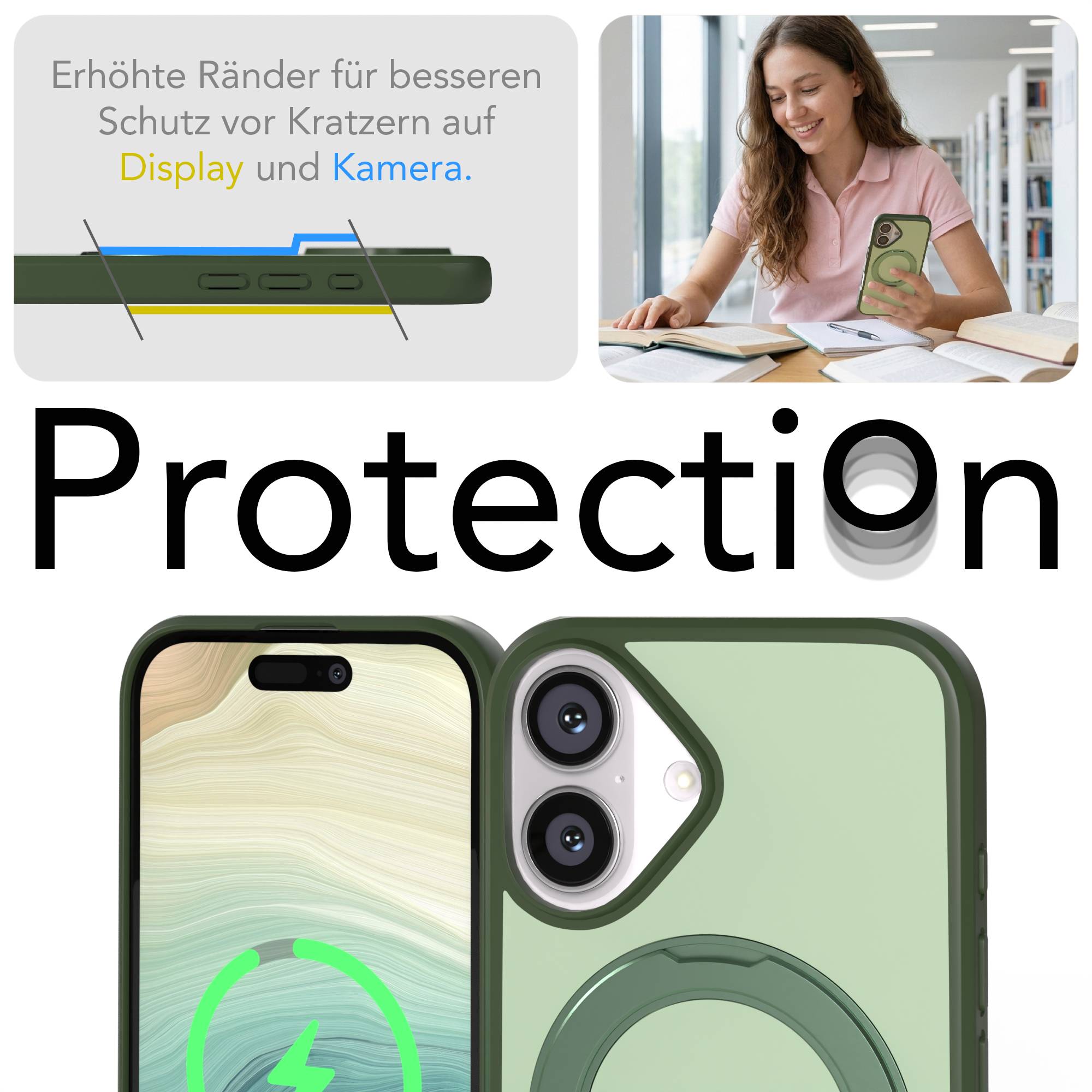 iPhone 16 Bumper Hülle mit drehbarem Ring MagSafe Outdoor Case