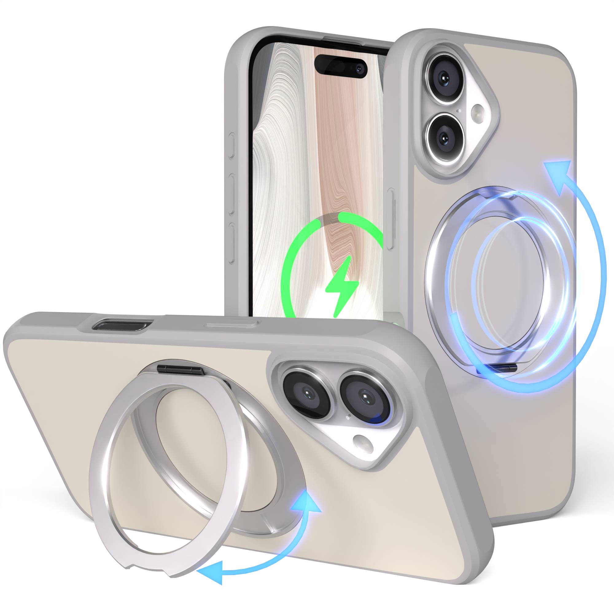 iPhone 16 Bumper Hülle mit drehbarem Ring MagSafe Outdoor Case