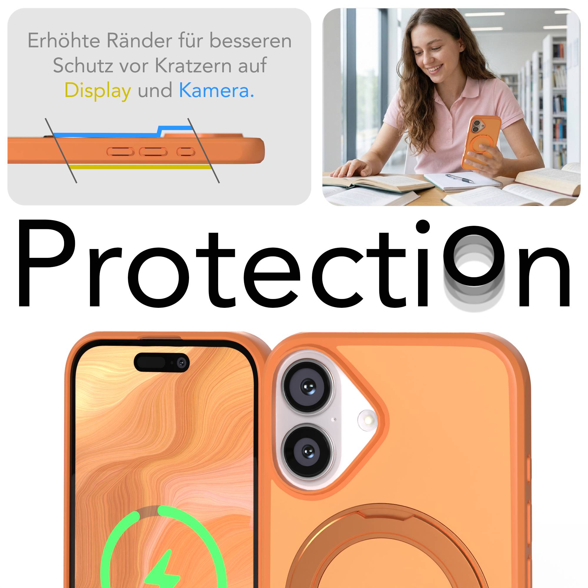 iPhone 16 Bumper Hülle mit drehbarem Ring MagSafe Outdoor Case