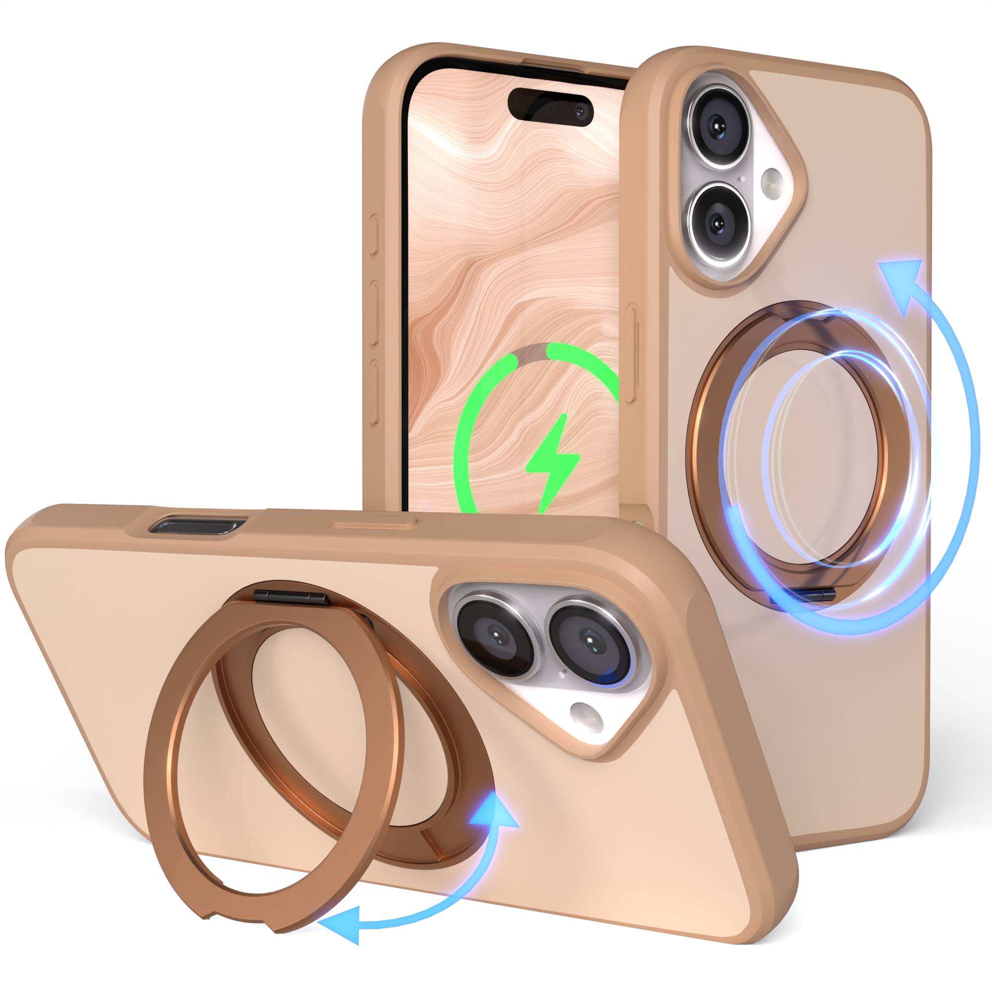 iPhone 16 Bumper Hülle mit drehbarem Ring MagSafe Outdoor Case
