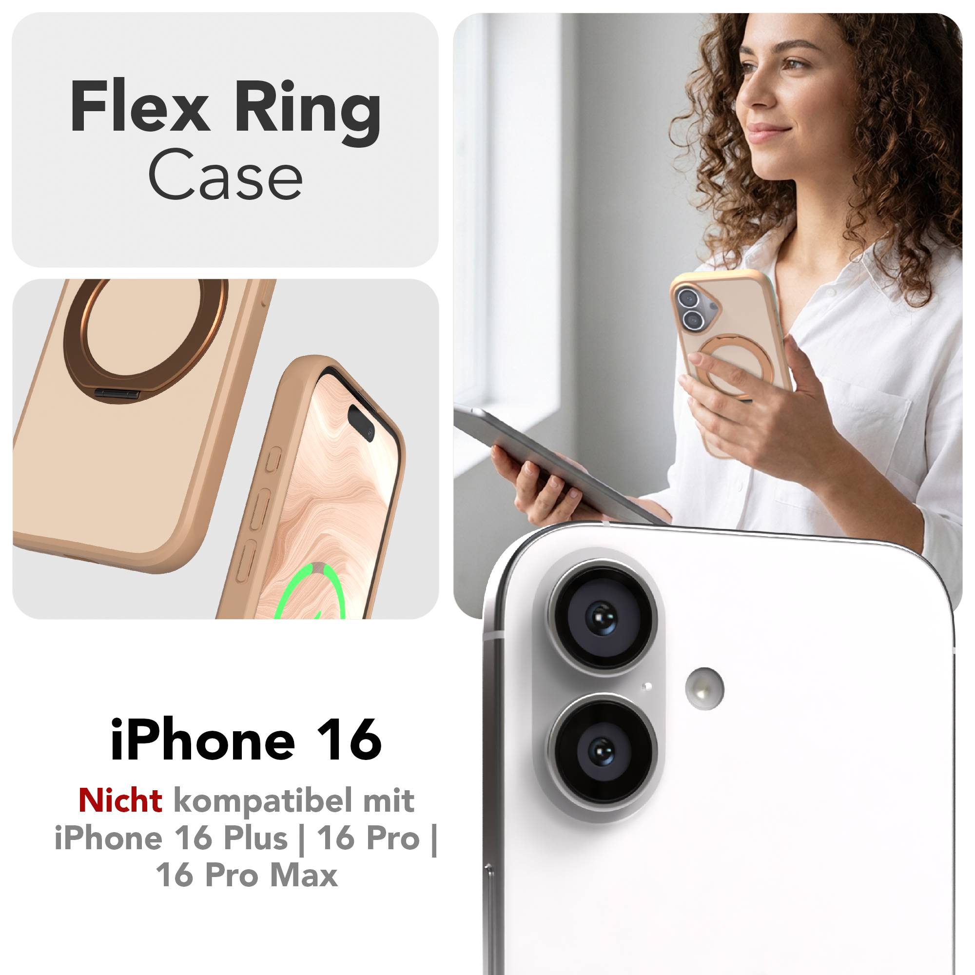 iPhone 16 Bumper Hülle mit drehbarem Ring MagSafe Outdoor Case
