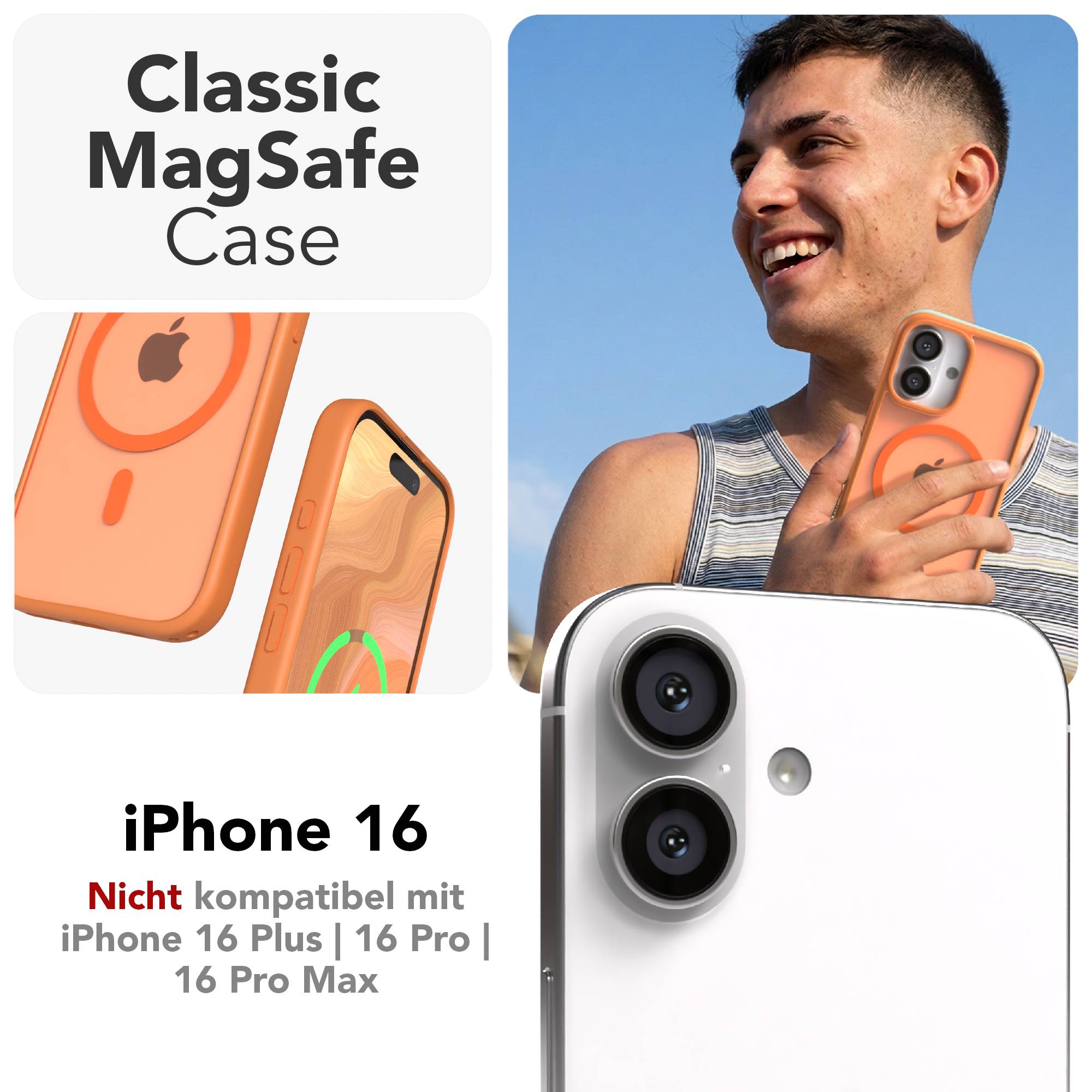 Apple iPhone 16 Bumper Hülle mit MagSafe Funktion und Kameraschutz