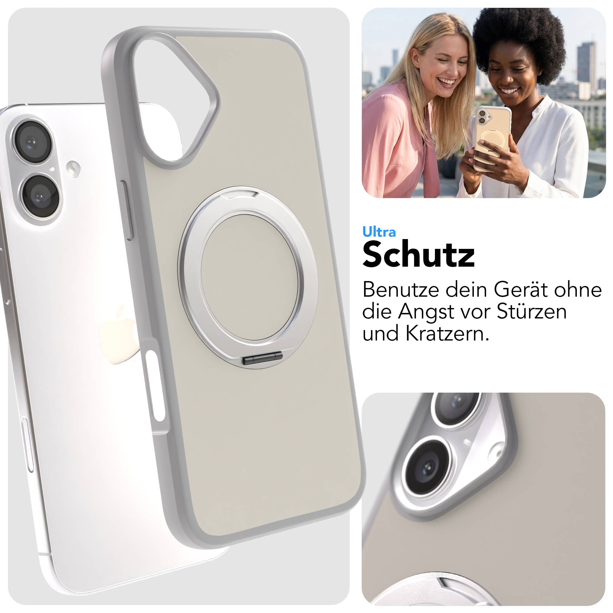iPhone 16 Plus Bumper Hülle mit drehbarem Ring und MagSafe Funktion