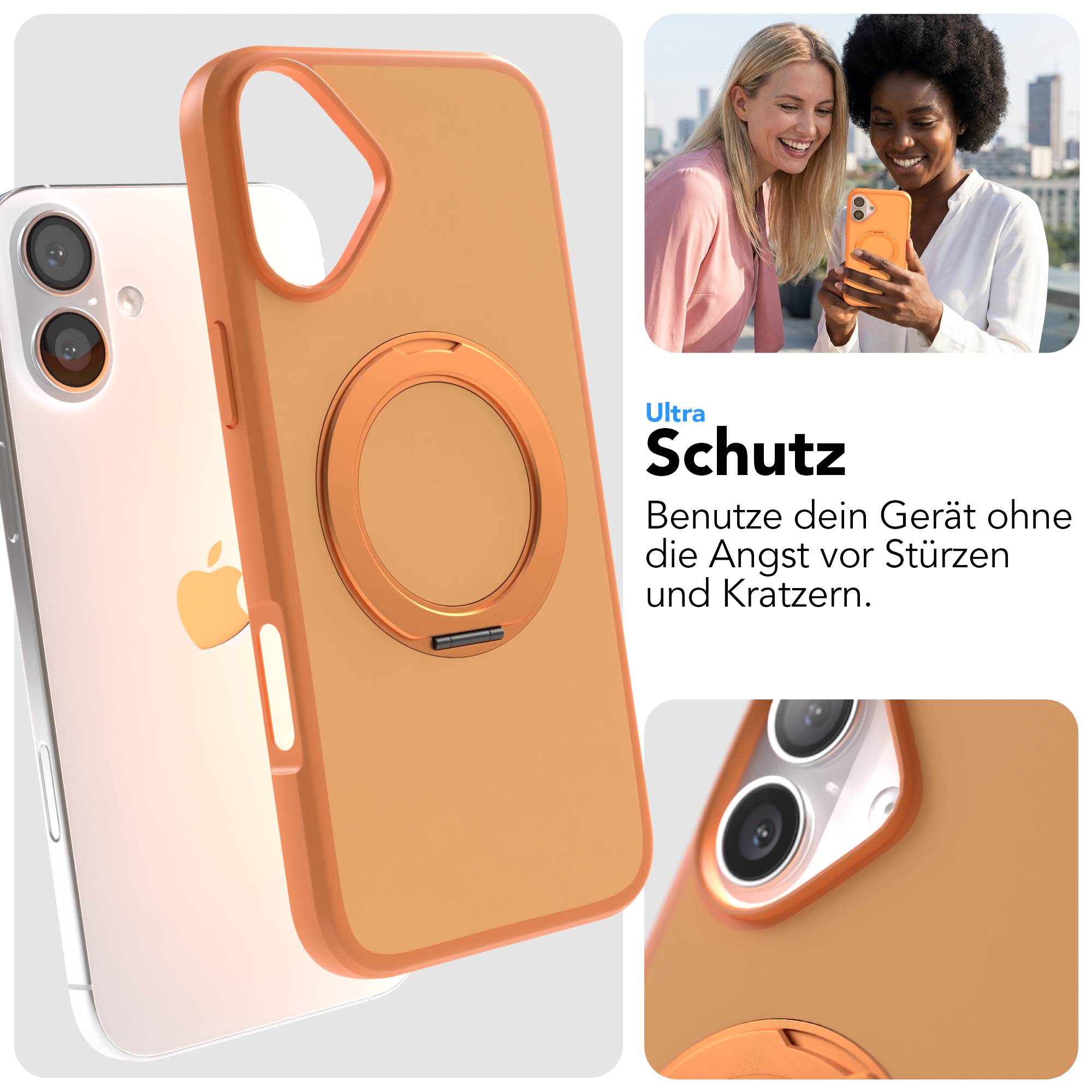 iPhone 16 Plus Bumper Hülle mit drehbarem Ring und MagSafe Funktion