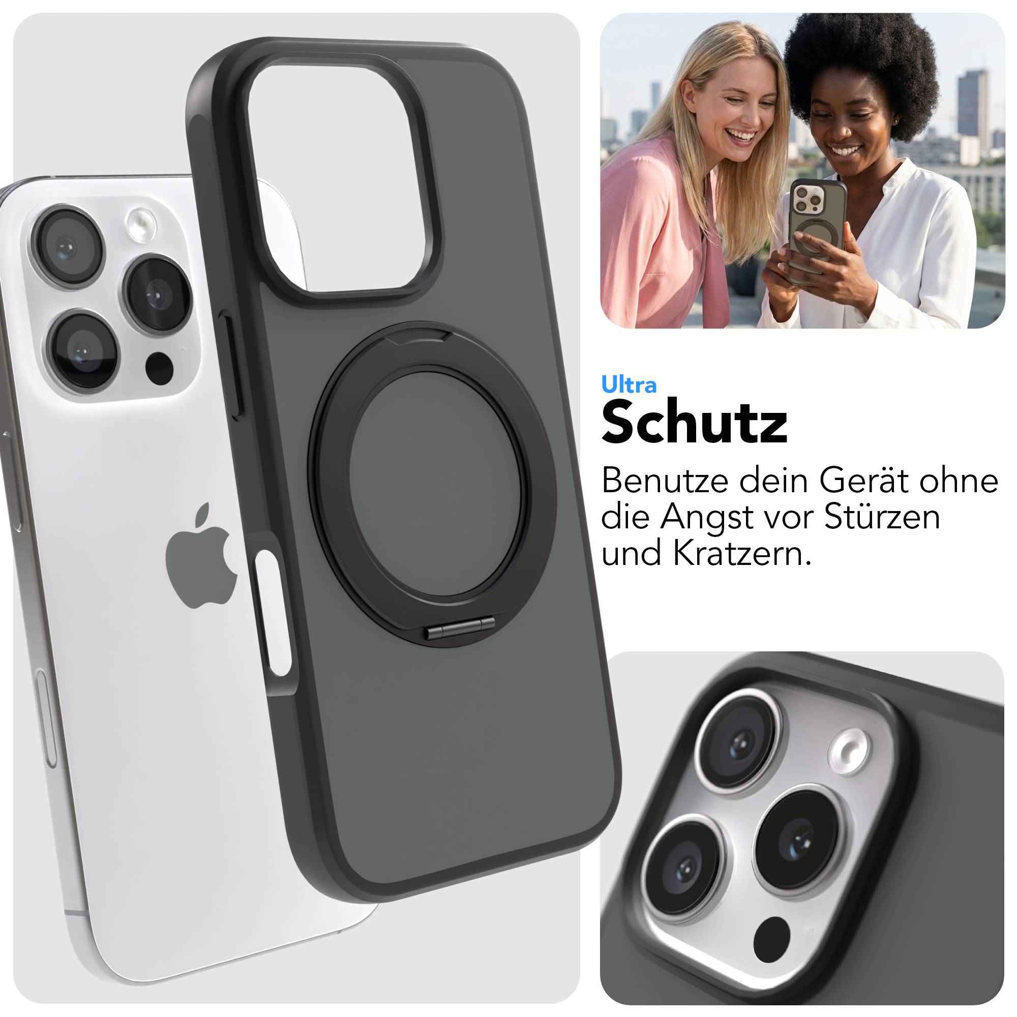 iPhone 16 Pro Bumper Hülle mit drehbarem Ring und MagSafe Funktion