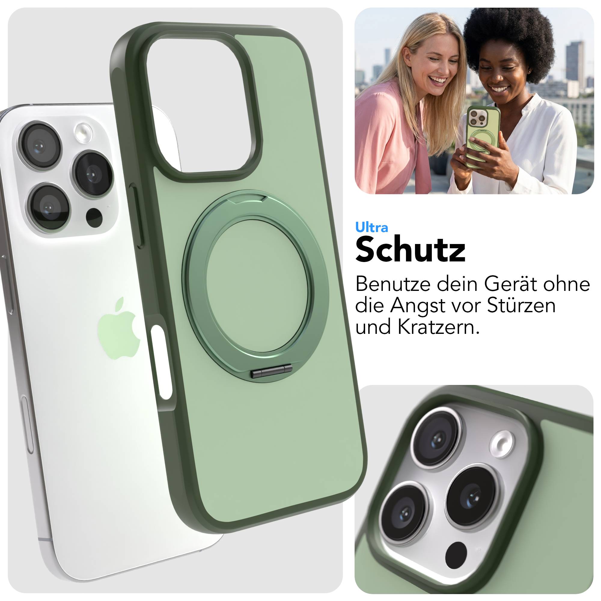 iPhone 16 Pro Bumper Hülle mit drehbarem Ring und MagSafe Funktion