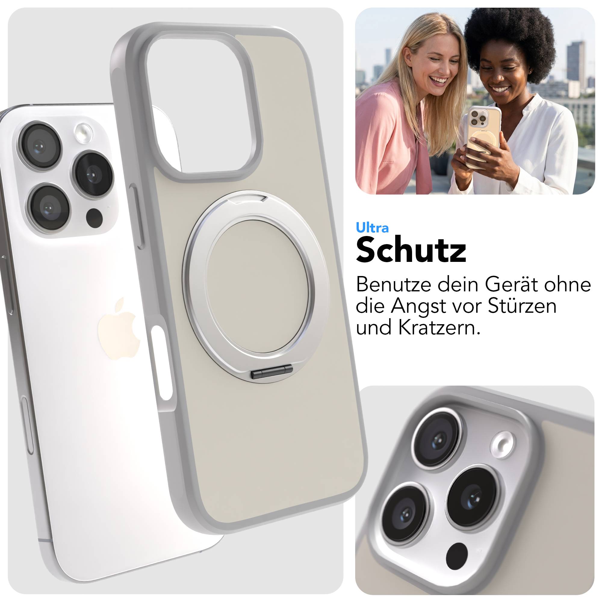 iPhone 16 Pro Bumper Hülle mit drehbarem Ring und MagSafe Funktion