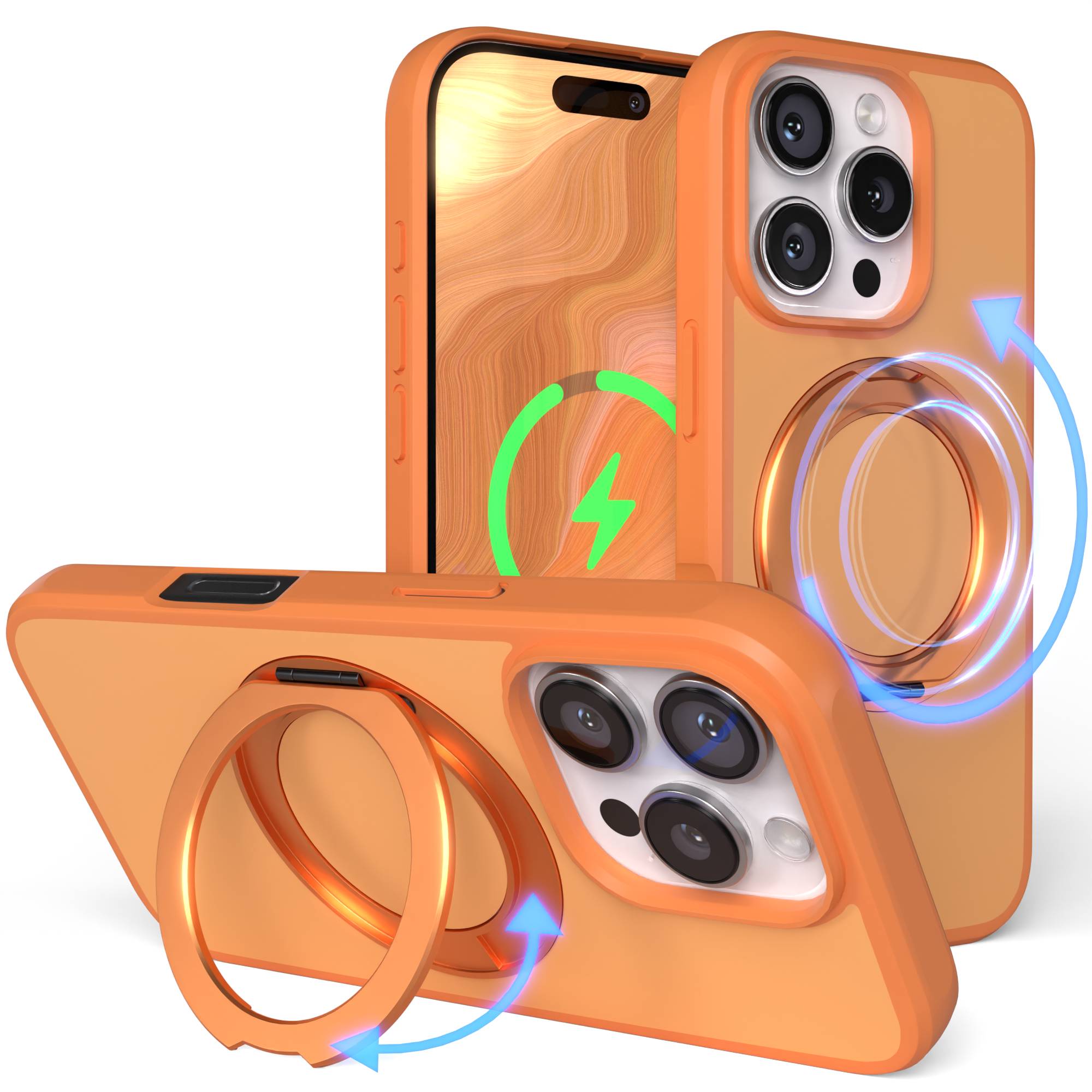 iPhone 16 Pro Bumper Hülle mit drehbarem Ring und MagSafe Funktion