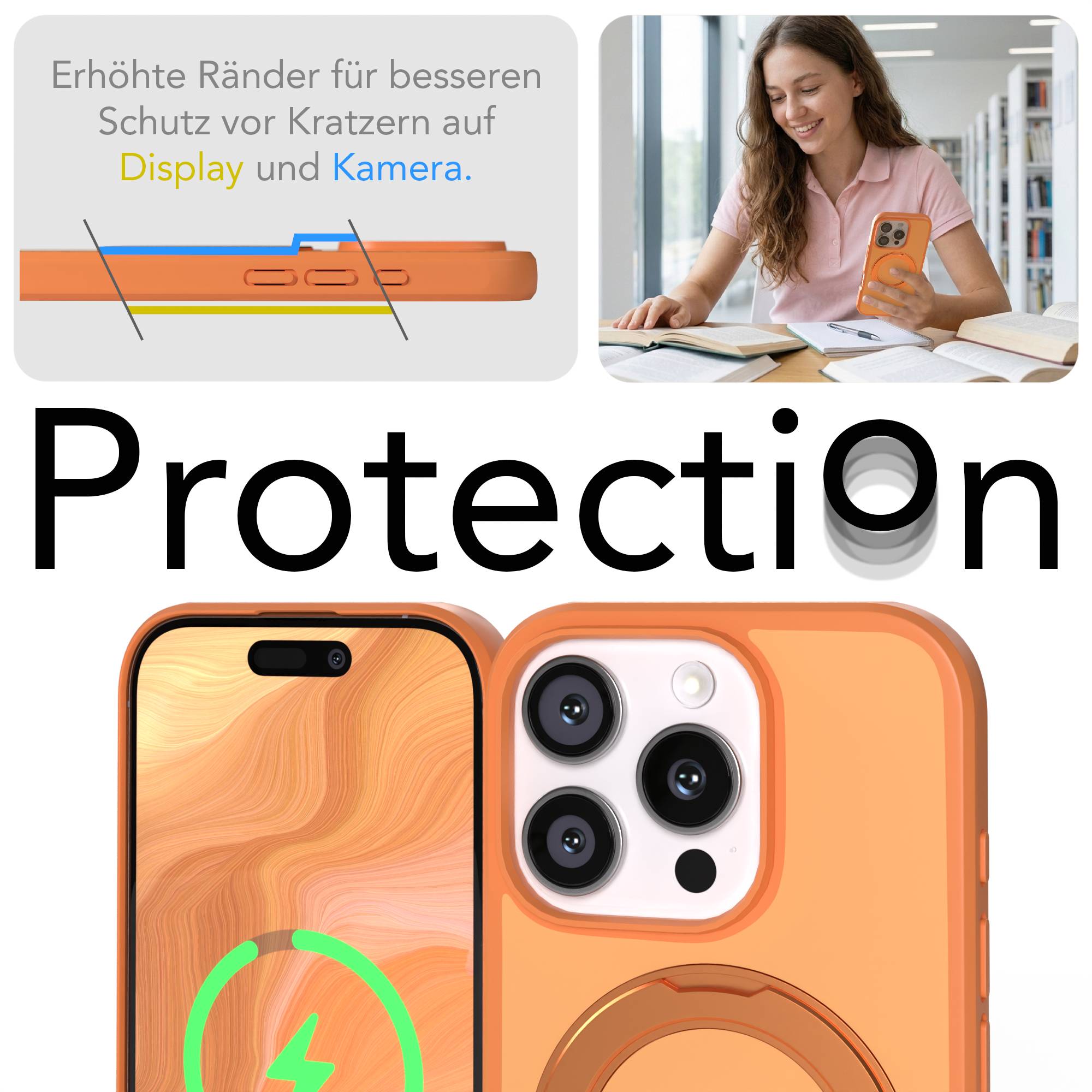 iPhone 16 Pro Bumper Hülle mit drehbarem Ring und MagSafe Funktion