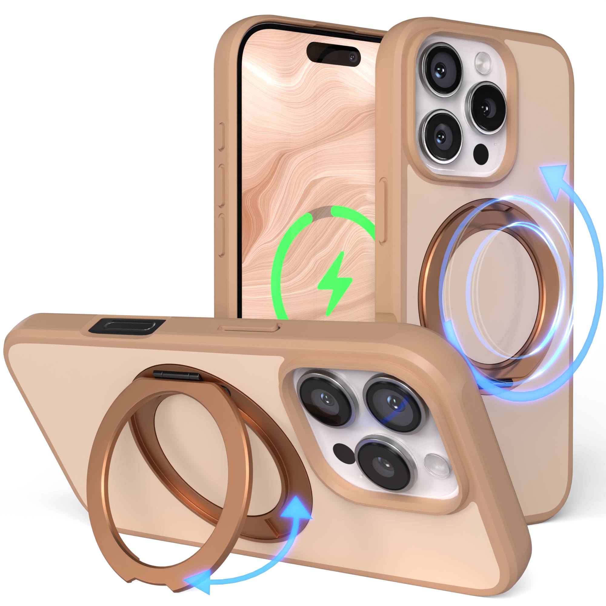 iPhone 16 Pro Bumper Hülle mit drehbarem Ring und MagSafe Funktion