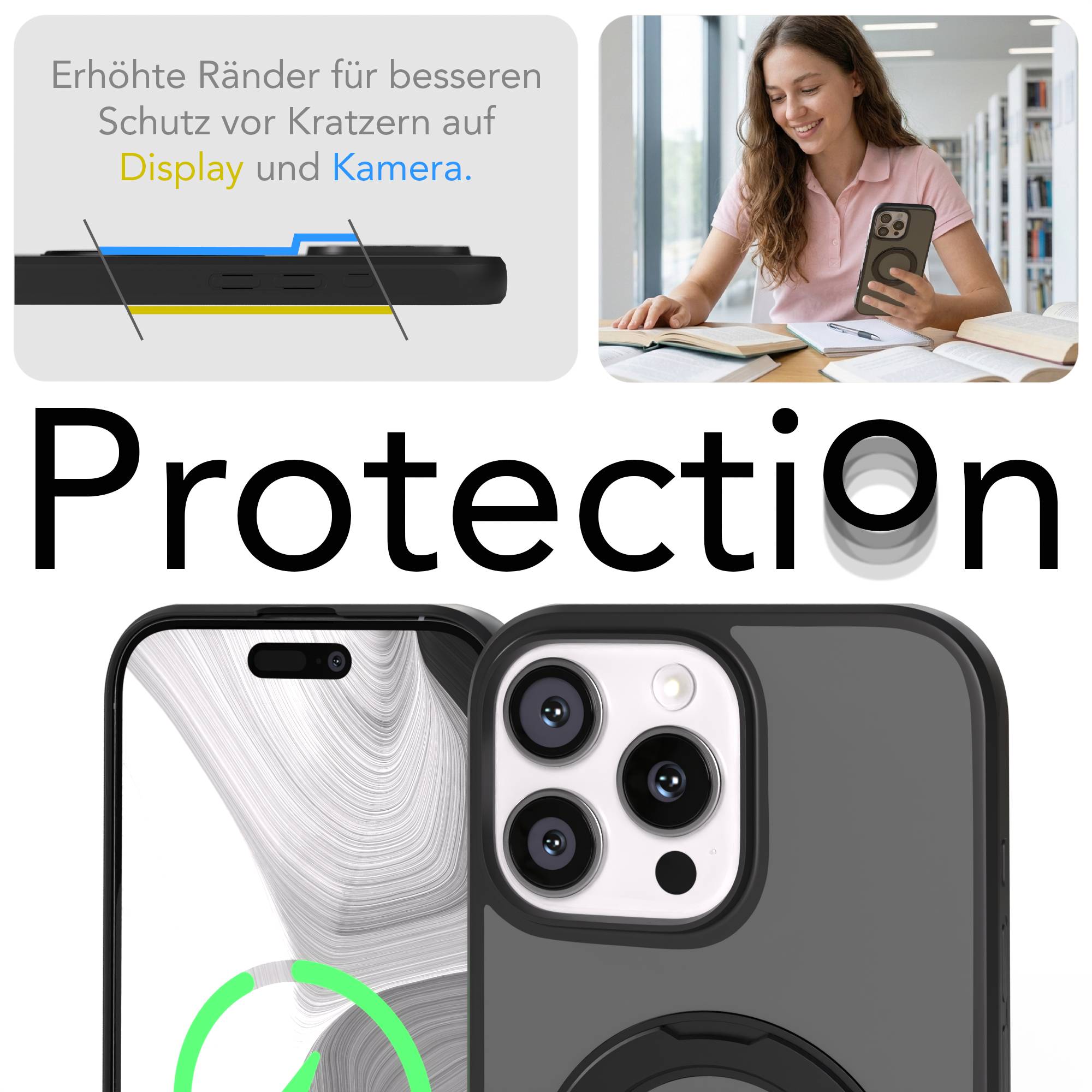 iPhone 16 Pro Max Bumper Hülle mit drehbarem Ring und MagSafe Funktion