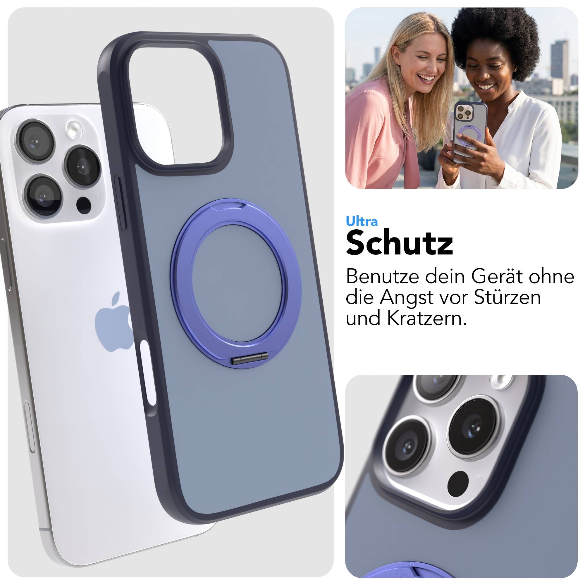 iPhone 16 Pro Max Bumper Hülle mit drehbarem Ring und MagSafe Funktion