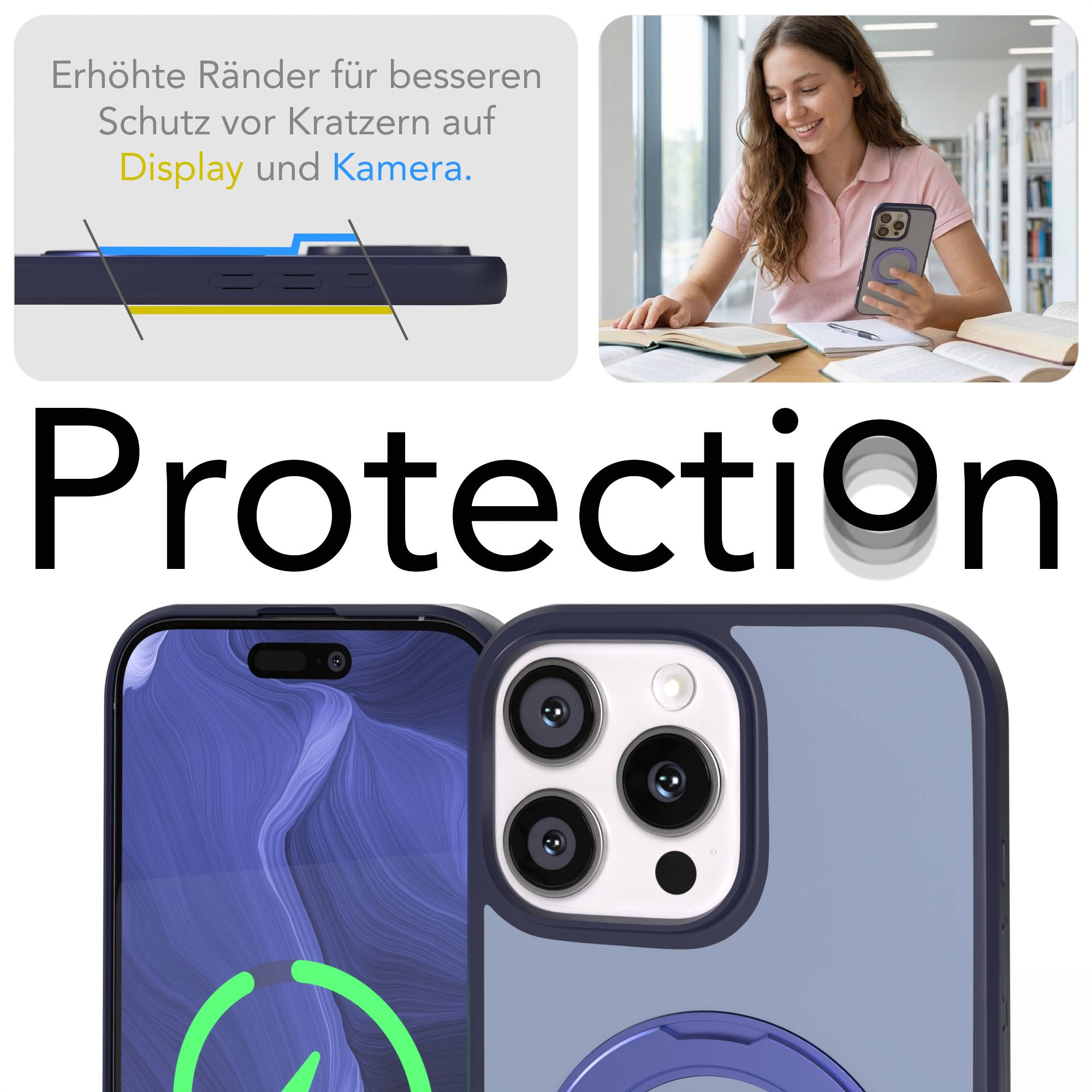 iPhone 16 Pro Max Bumper Hülle mit drehbarem Ring und MagSafe Funktion