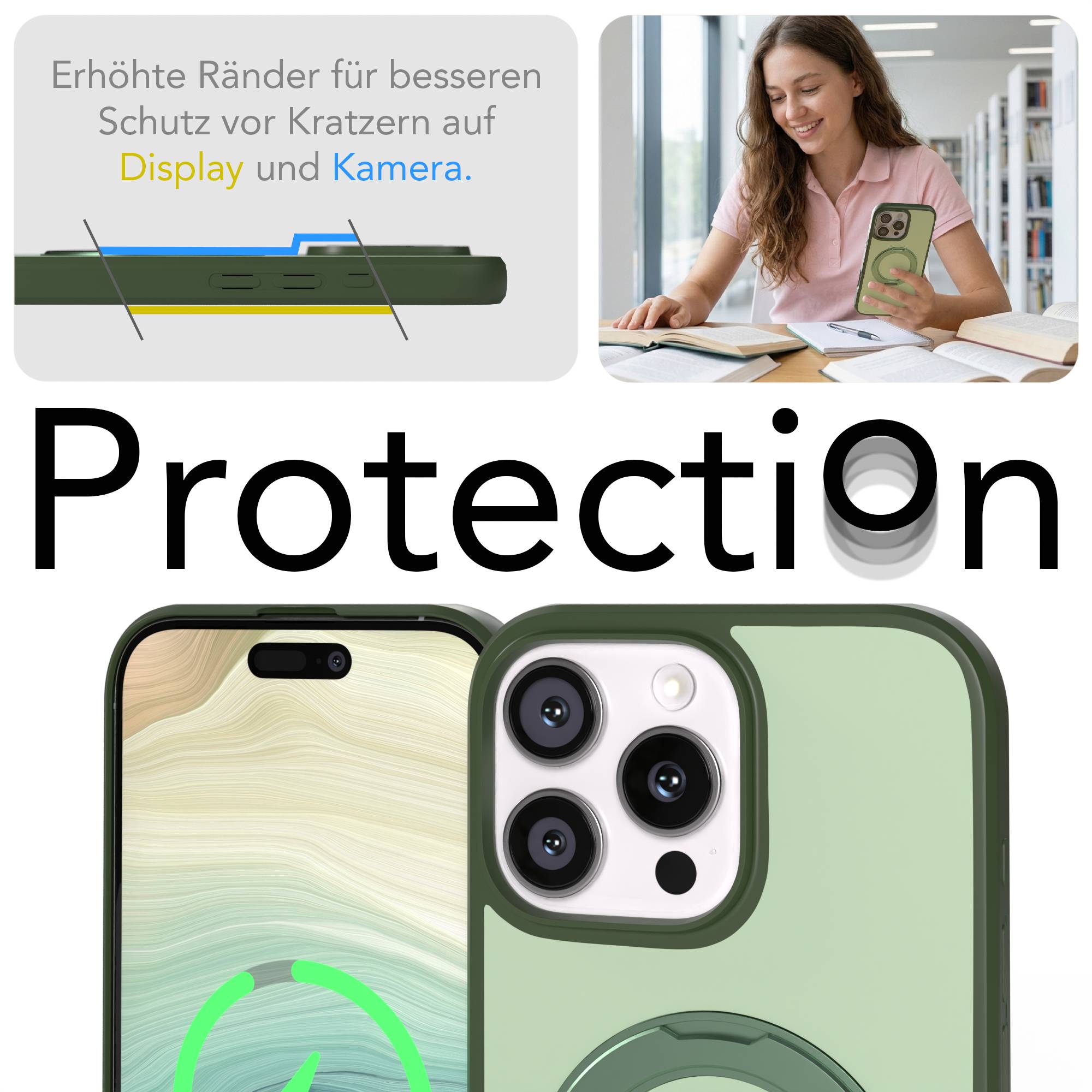 iPhone 16 Pro Max Bumper Hülle mit drehbarem Ring und MagSafe Funktion