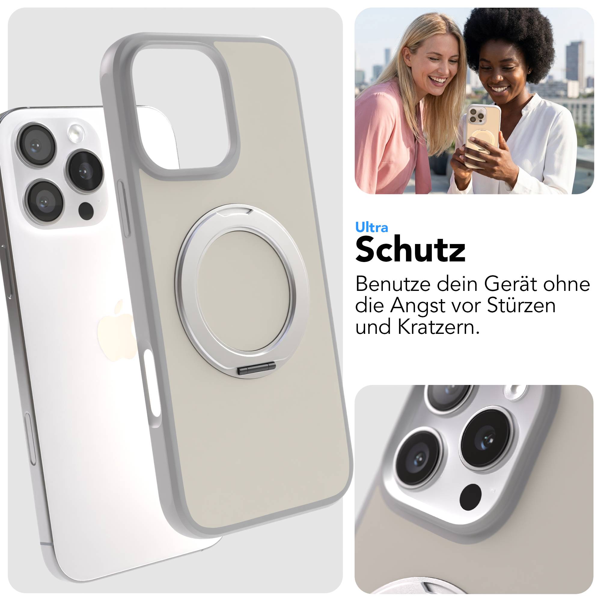iPhone 16 Pro Max Bumper Hülle mit drehbarem Ring und MagSafe Funktion