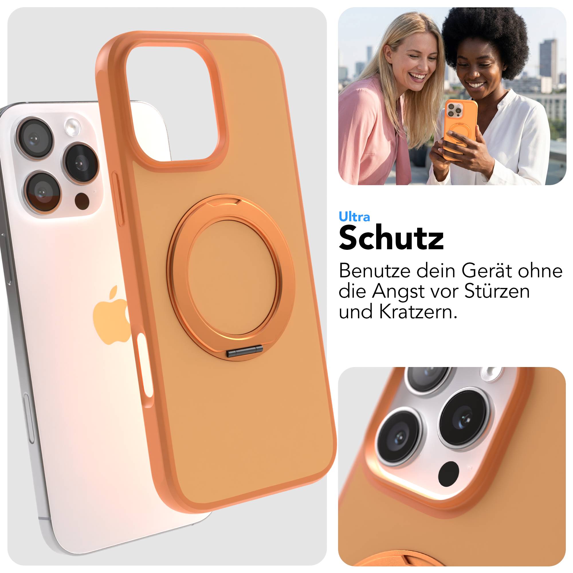 iPhone 16 Pro Max Bumper Hülle mit drehbarem Ring und MagSafe Funktion