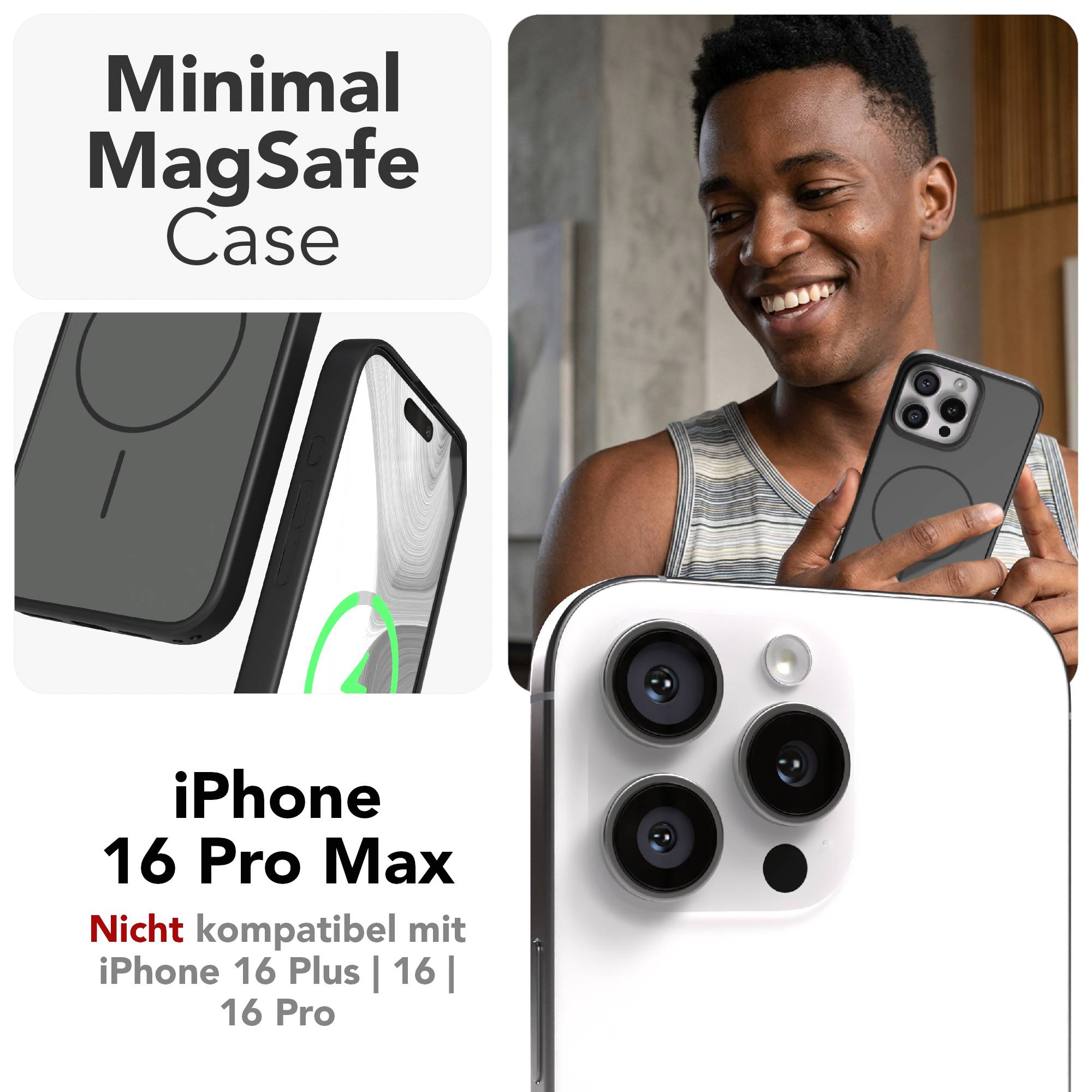 iPhone 16 Pro Max Bumper Hülle mit MagSafe Magnetring