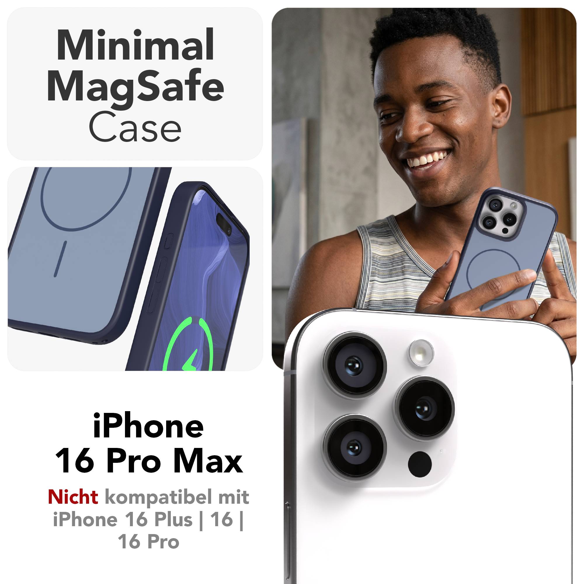 iPhone 16 Pro Max Bumper Hülle mit MagSafe Magnetring