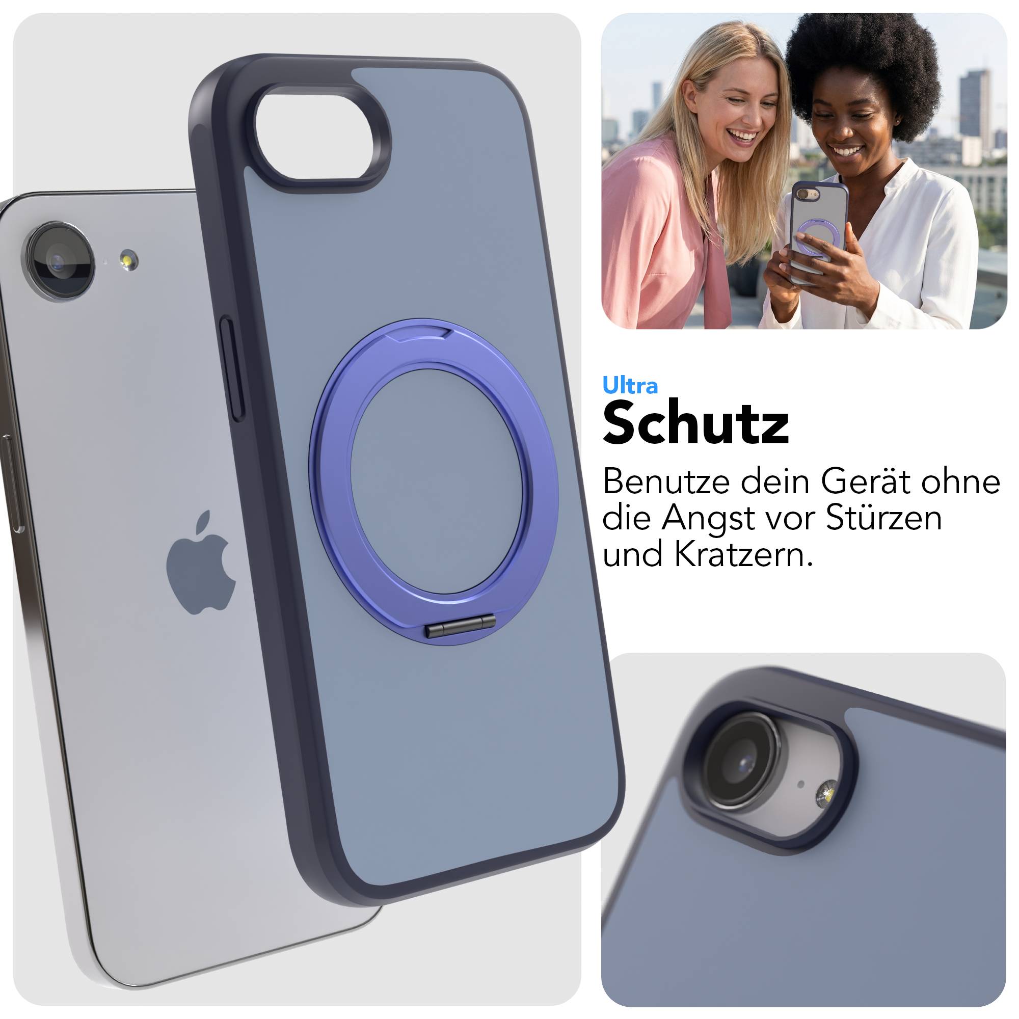 iPhone 16e Bumper Hülle mit drehbarem Ring und MagSafe Funktion