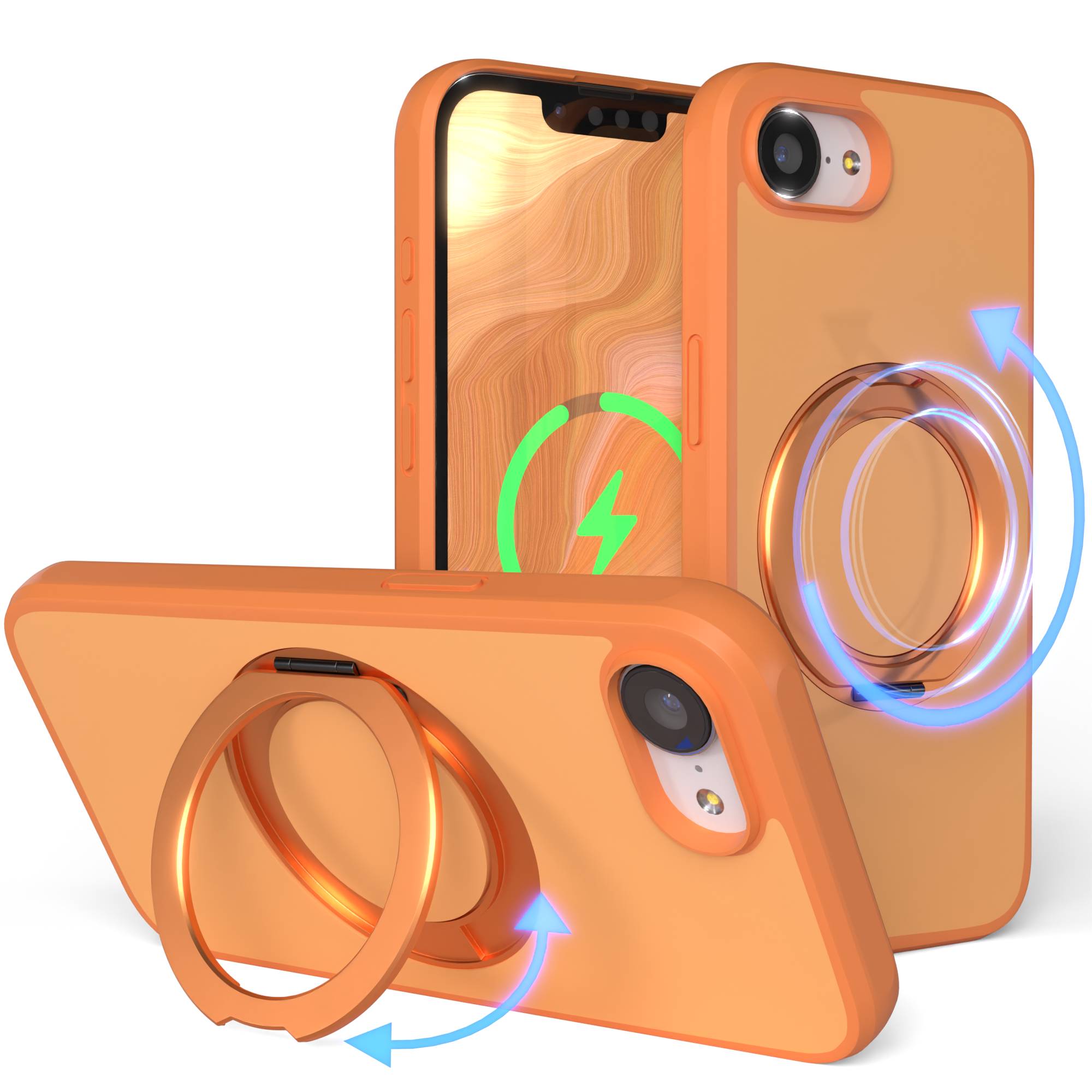 iPhone 16e Bumper Hülle mit drehbarem Ring und MagSafe Funktion