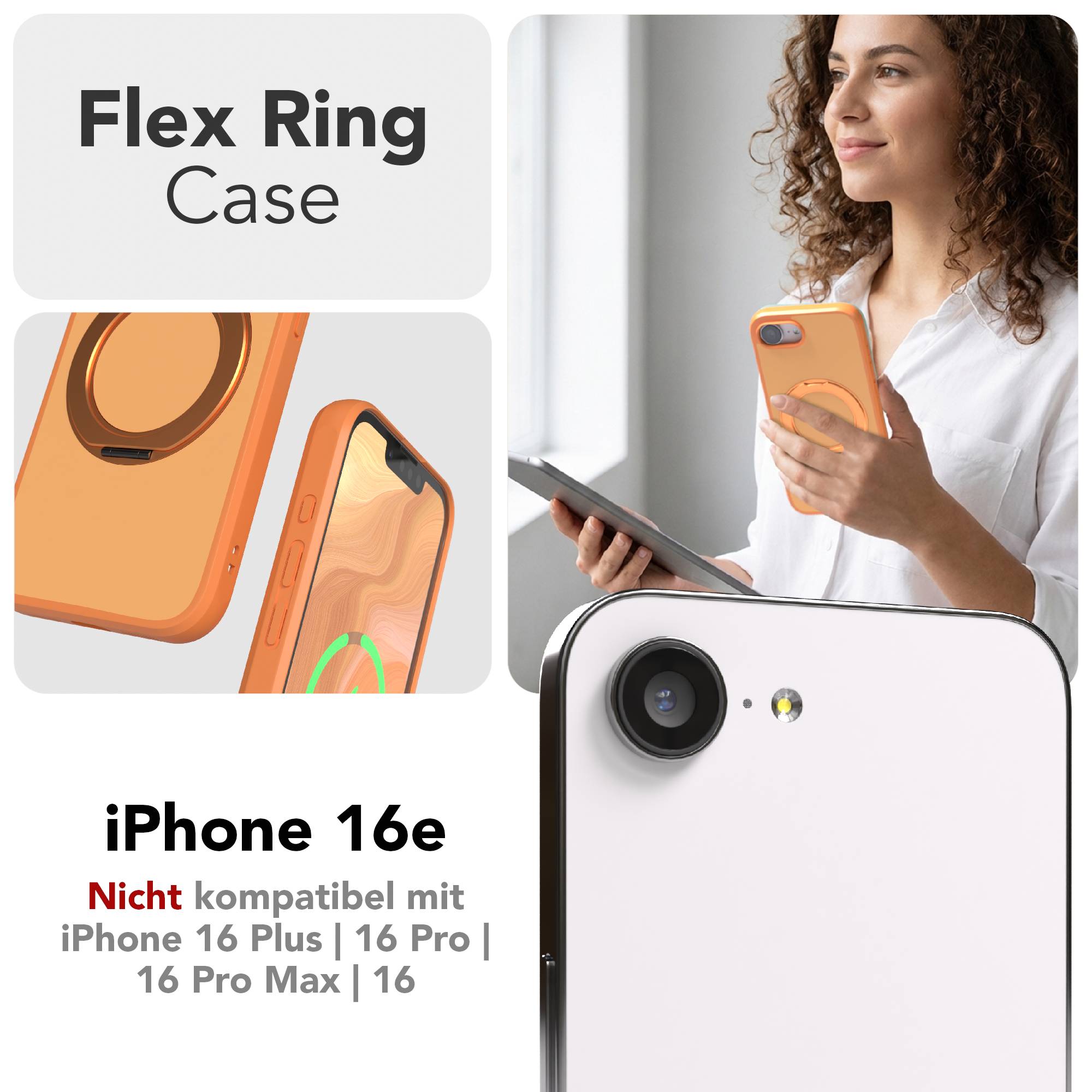 iPhone 16e Bumper Hülle mit drehbarem Ring und MagSafe Funktion