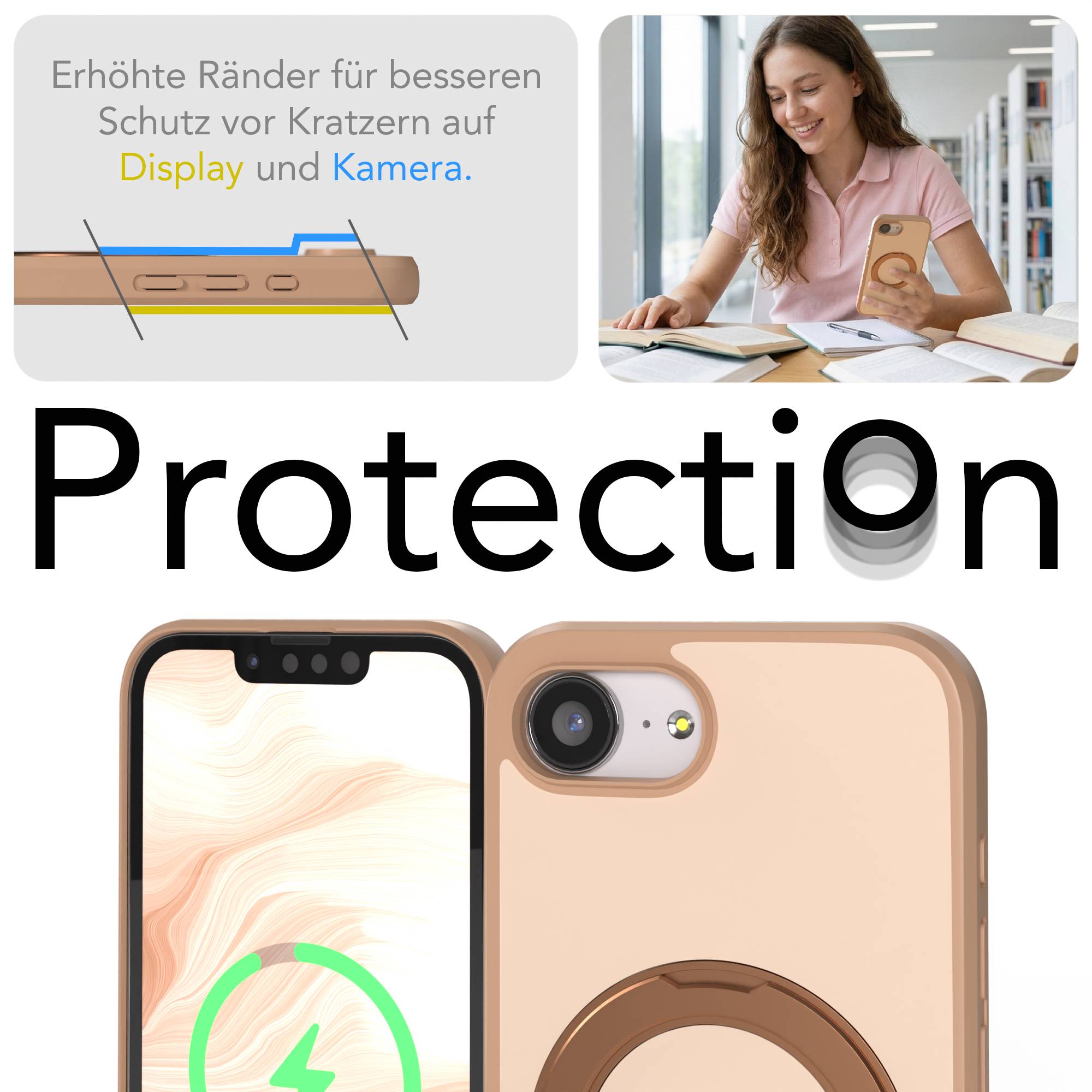 iPhone 16e Bumper Hülle mit drehbarem Ring und MagSafe Funktion