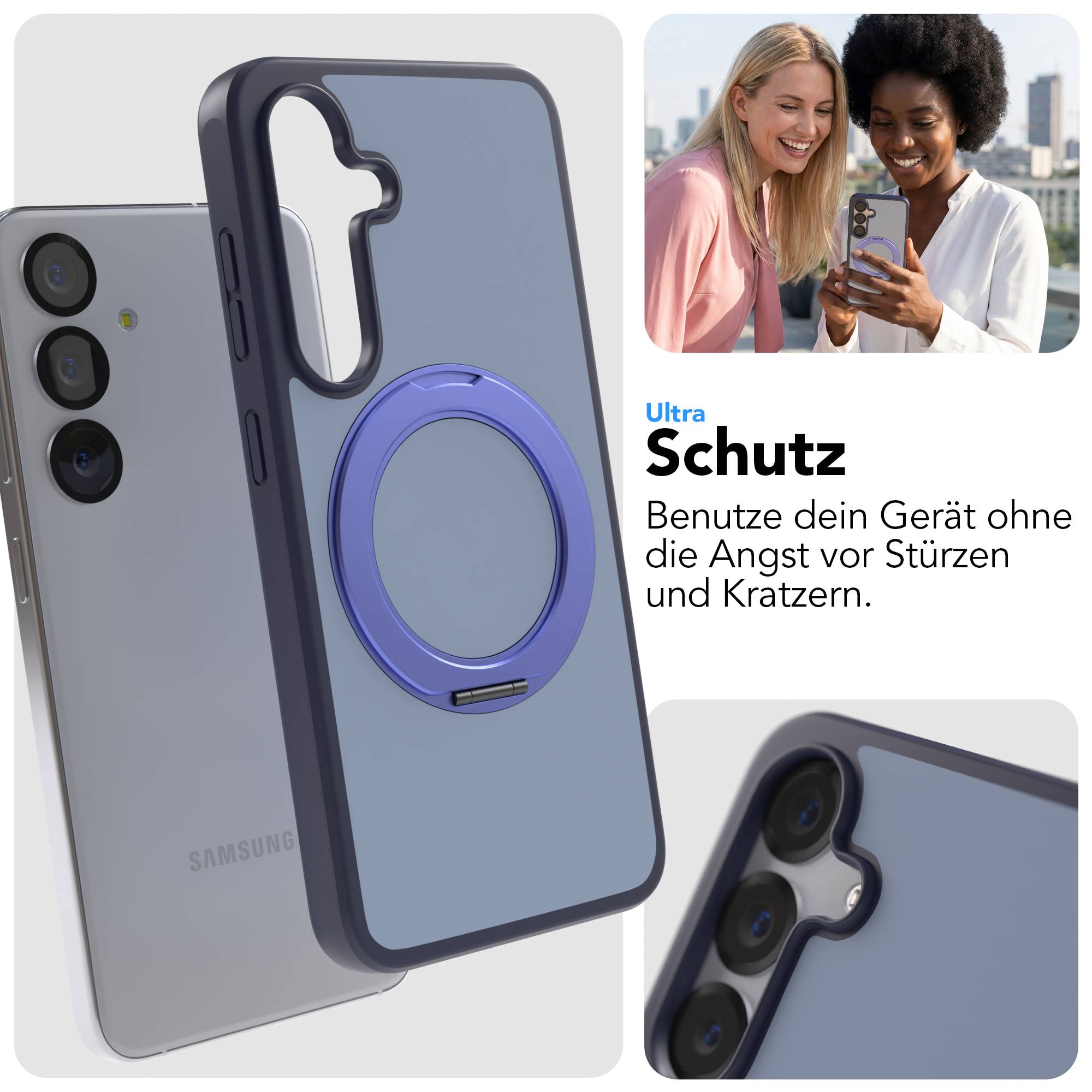 Samsung Galaxy S25 Bumper Hülle mit drehbarem Ring und MagSafe Funktion