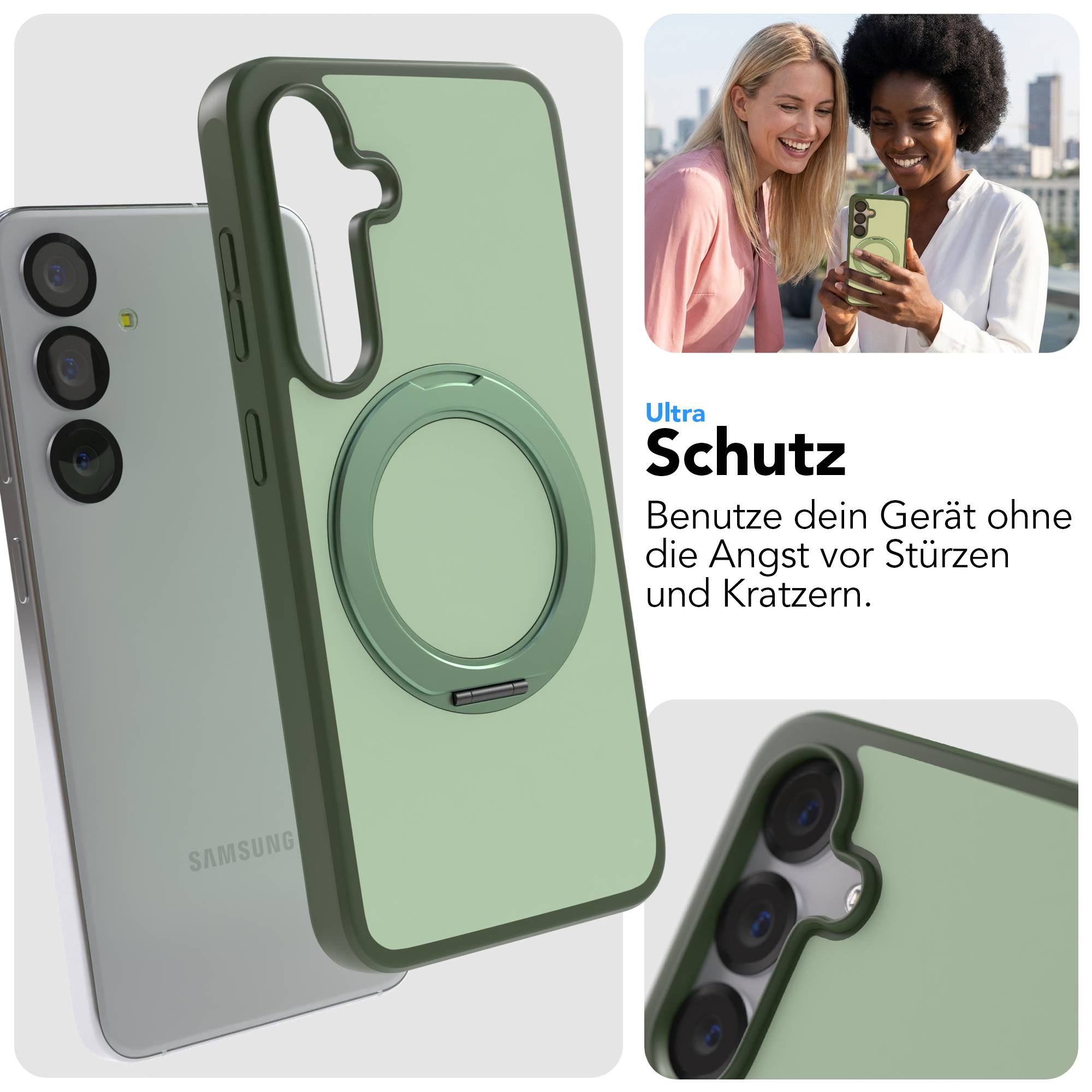 Samsung Galaxy S25 Bumper Hülle mit drehbarem Ring und MagSafe Funktion