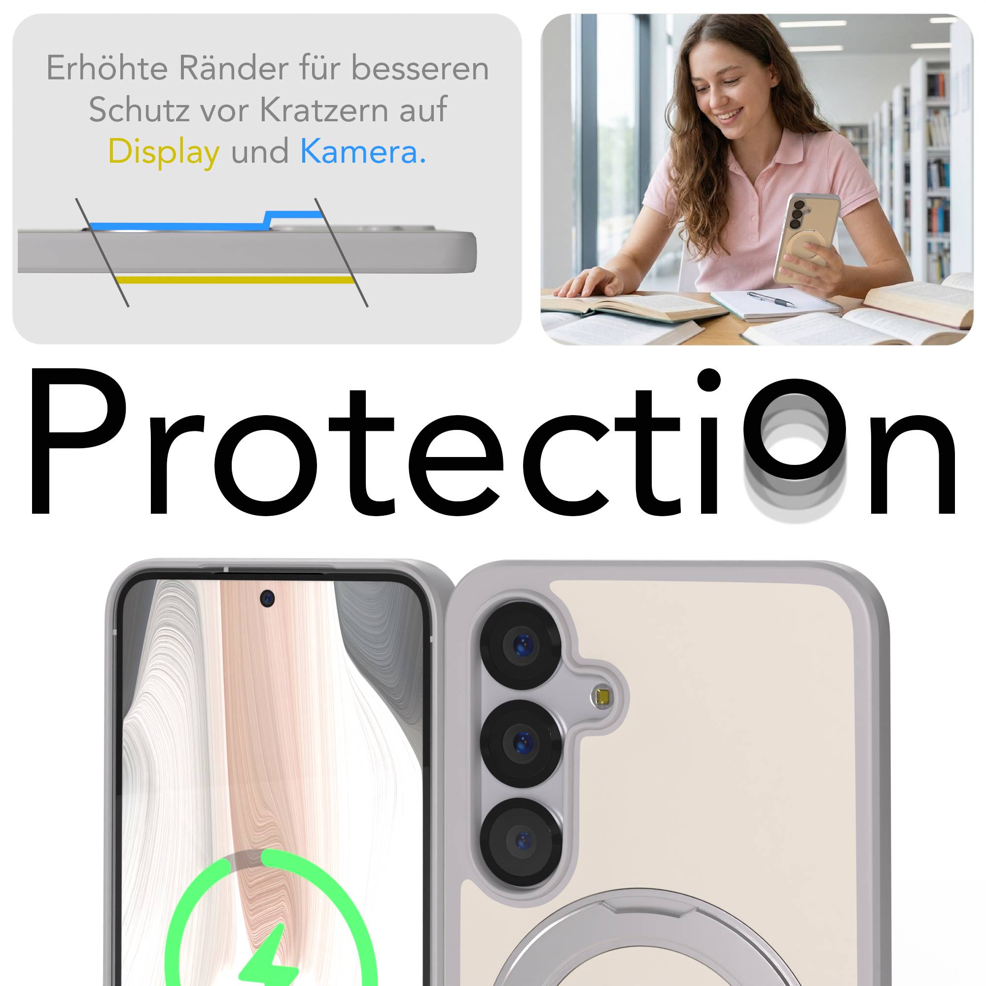 Samsung Galaxy S25 Bumper Hülle mit drehbarem Ring und MagSafe Funktion
