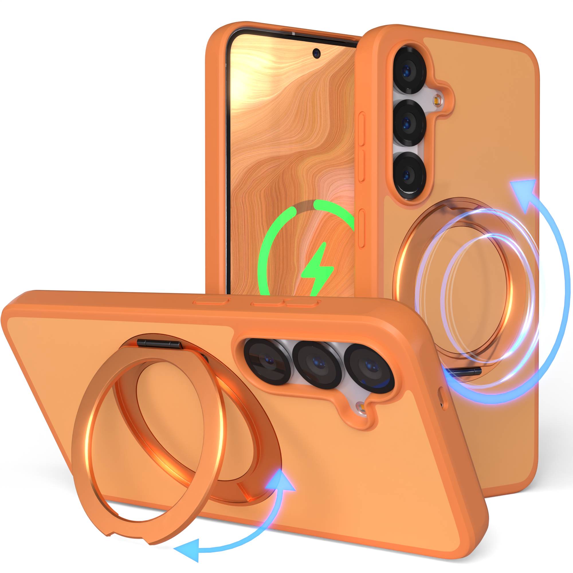 Samsung Galaxy S25 Bumper Hülle mit drehbarem Ring und MagSafe Funktion
