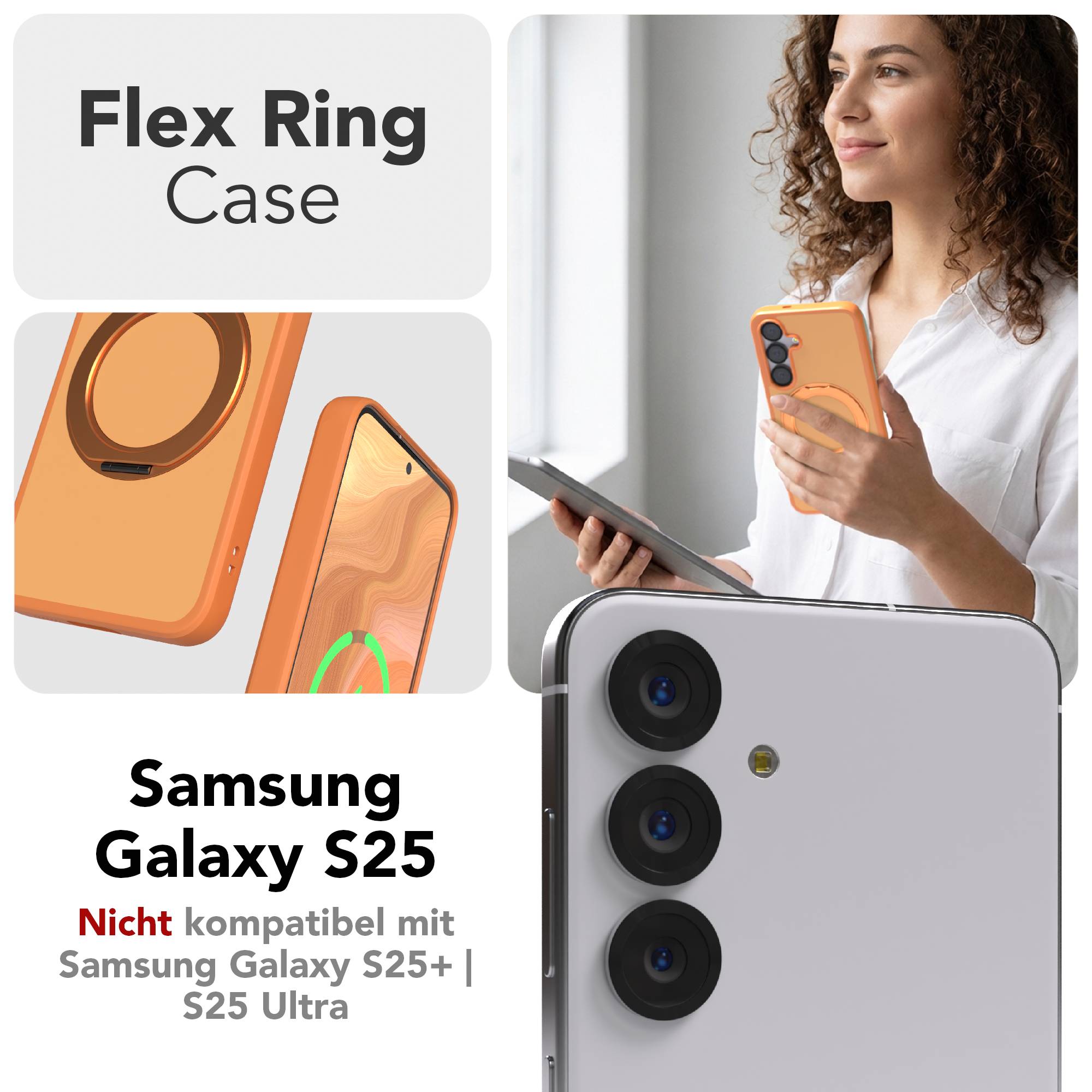 Samsung Galaxy S25 Bumper Hülle mit drehbarem Ring und MagSafe Funktion