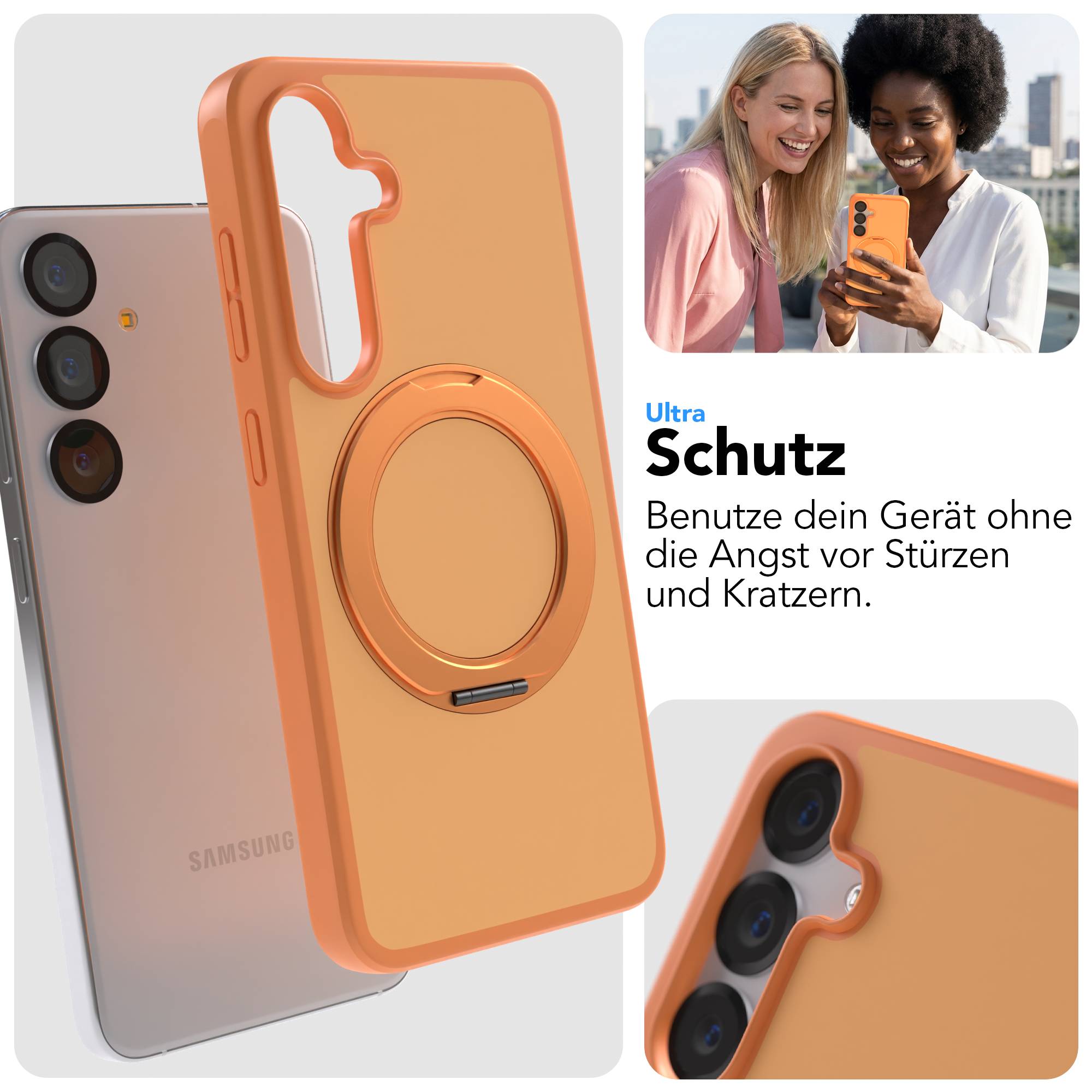 Samsung Galaxy S25 Bumper Hülle mit drehbarem Ring und MagSafe Funktion