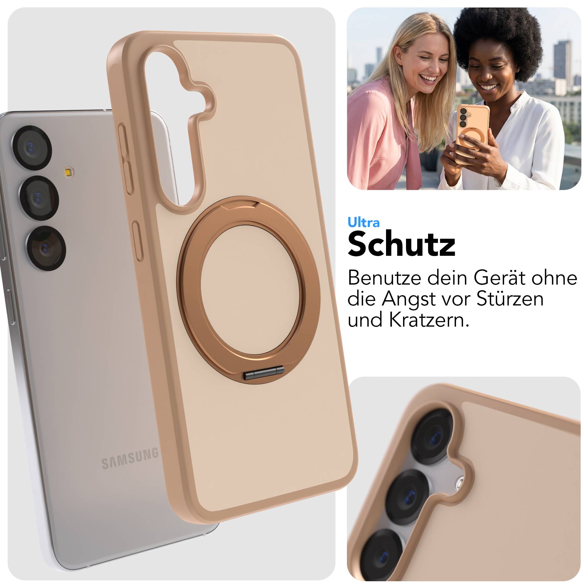 Samsung Galaxy S25 Bumper Hülle mit drehbarem Ring und MagSafe Funktion