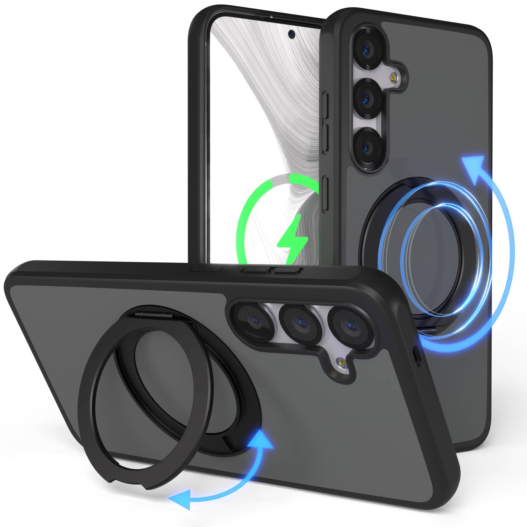 Samsung Galaxy S25 Plus Bumper Hülle mit drehbarem Ring MagSafe