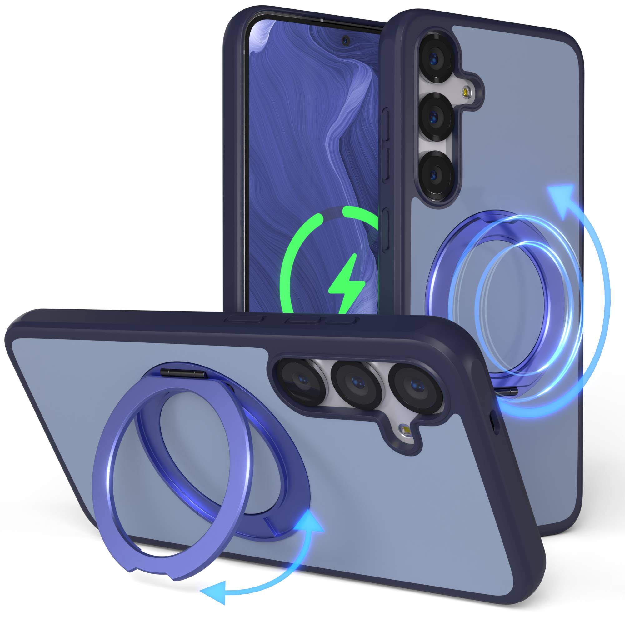 Samsung Galaxy S25 Plus Bumper Hülle mit drehbarem Ring MagSafe