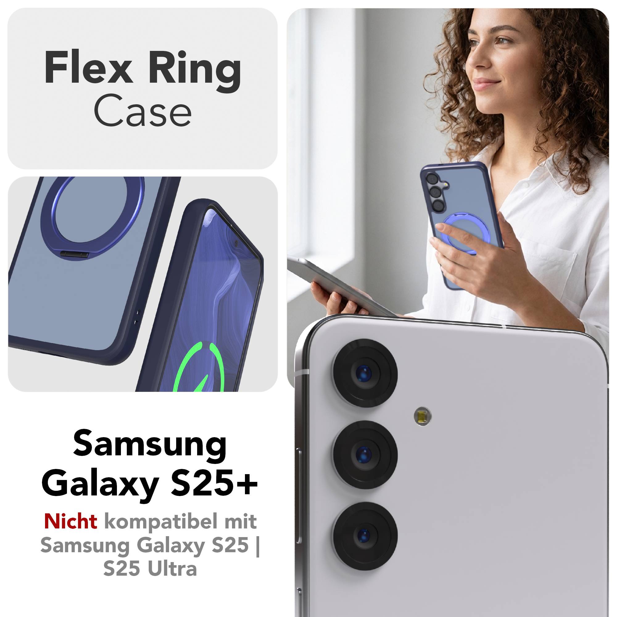 Samsung Galaxy S25 Plus Bumper Hülle mit drehbarem Ring MagSafe