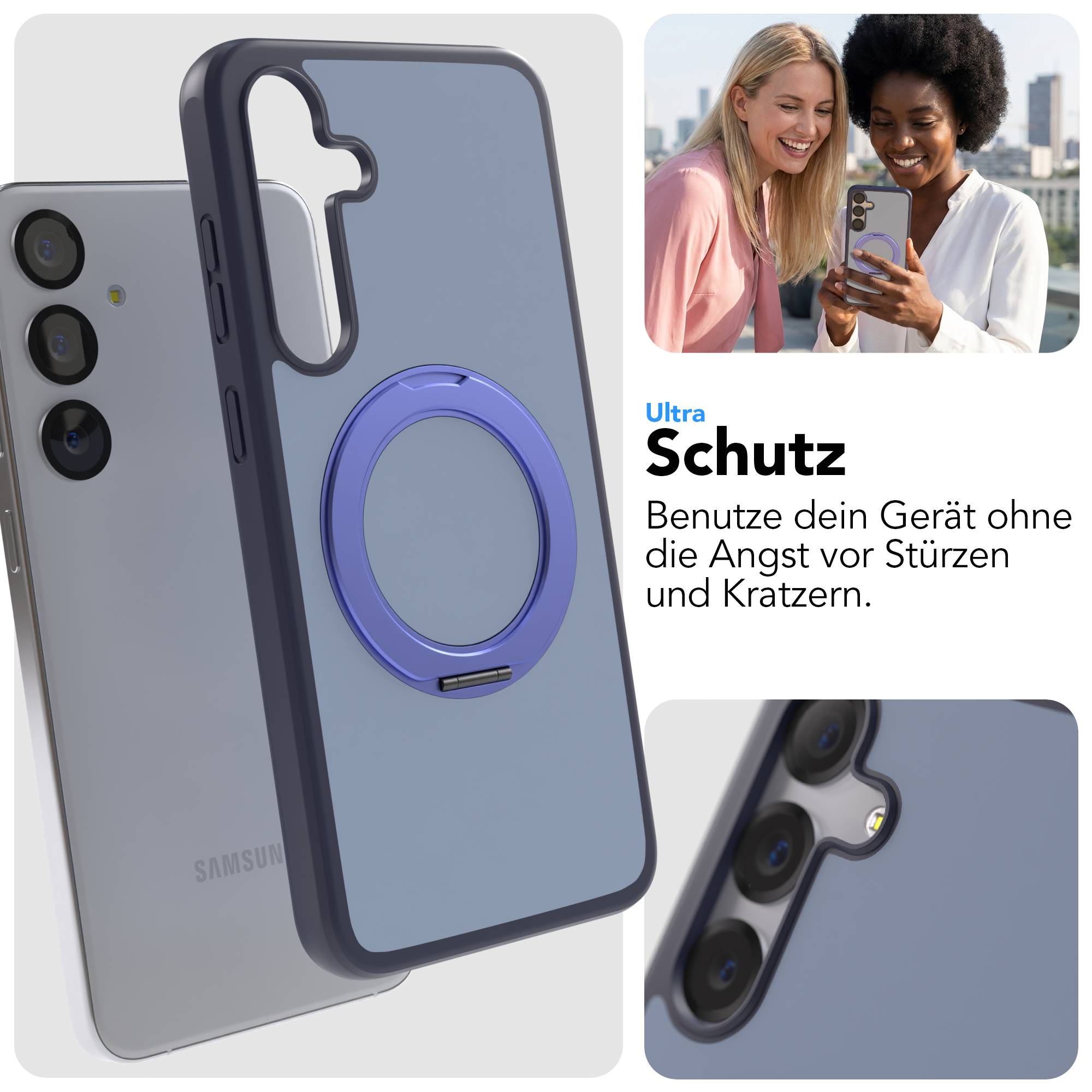 Samsung Galaxy S25 Plus Bumper Hülle mit drehbarem Ring MagSafe
