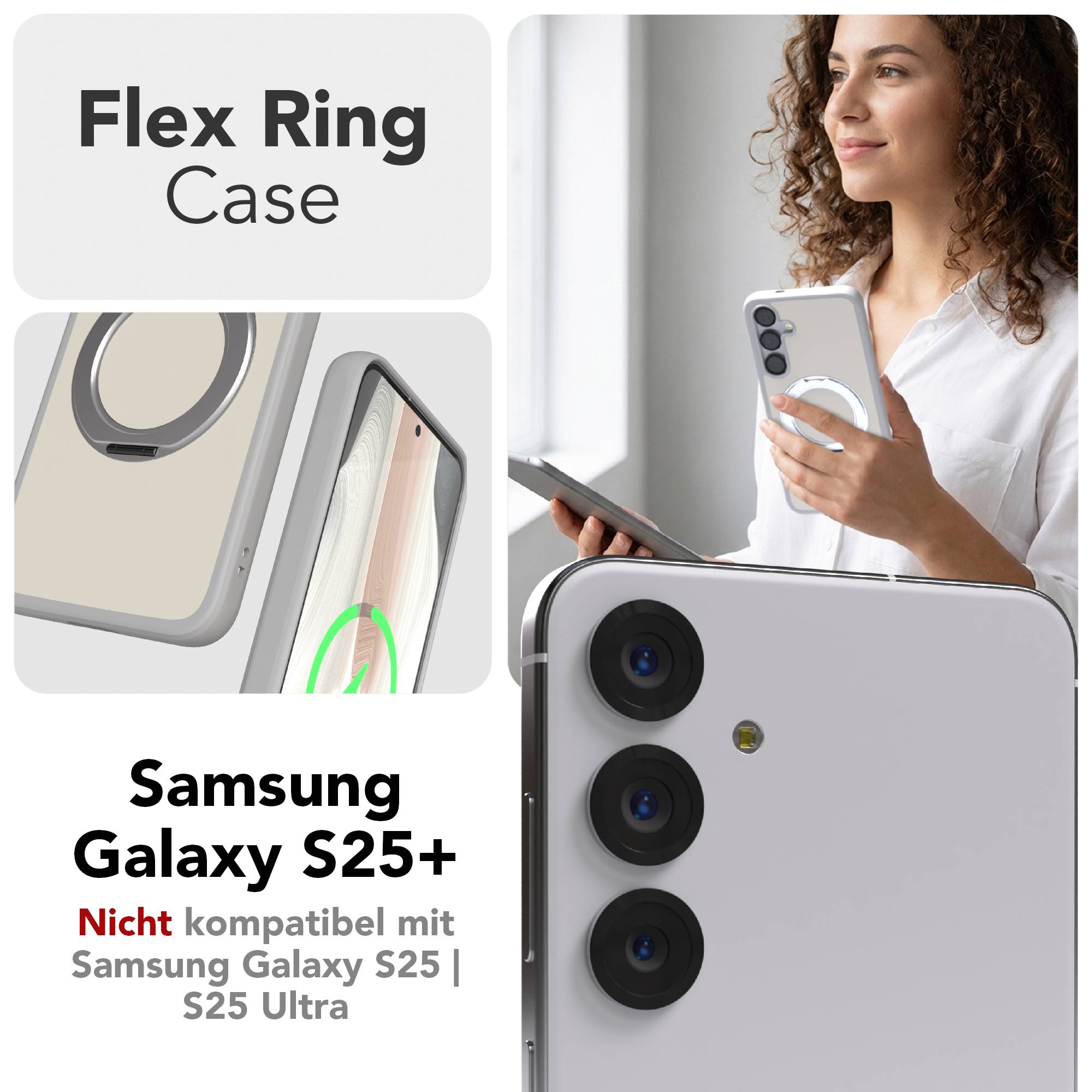 Samsung Galaxy S25 Plus Bumper Hülle mit drehbarem Ring MagSafe