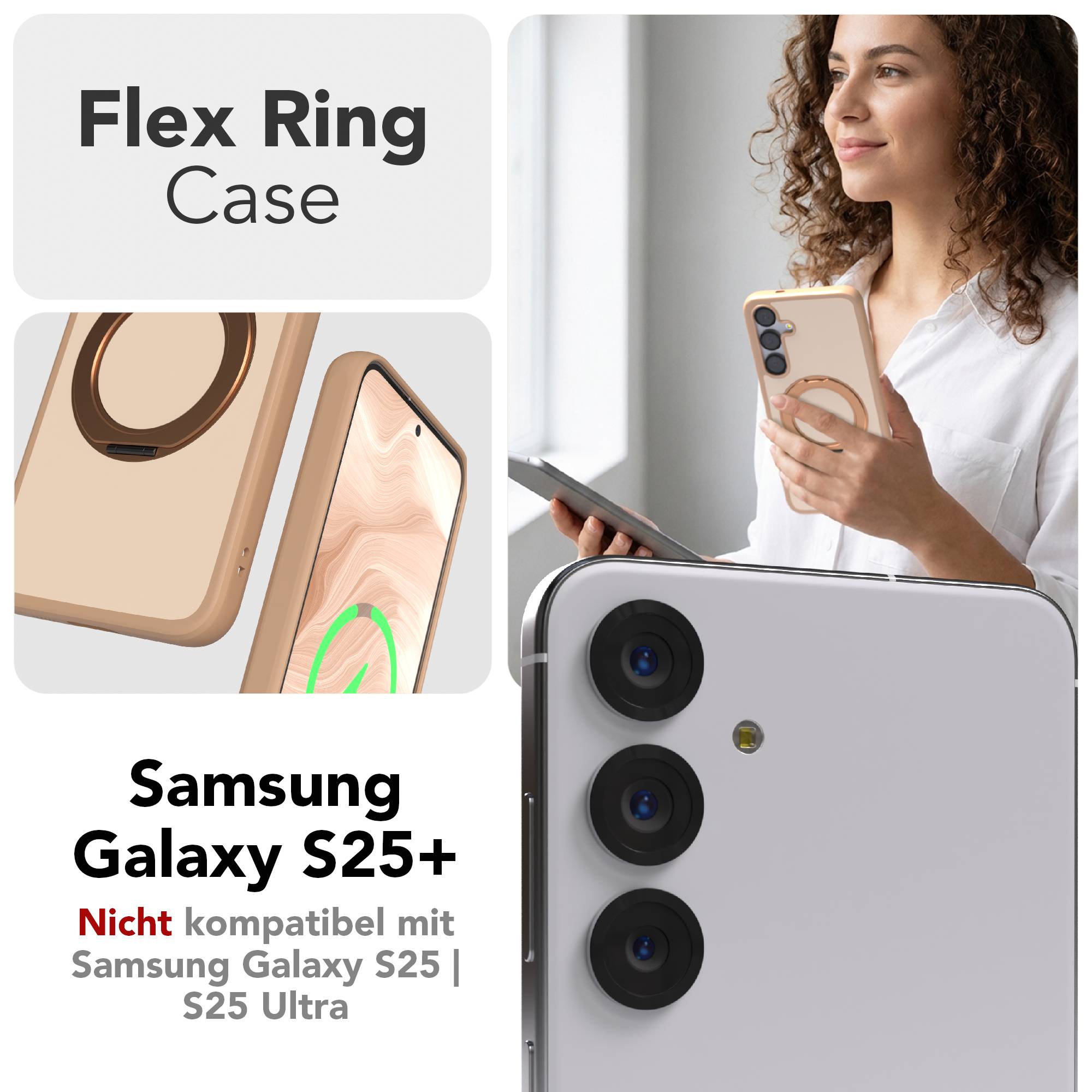 Samsung Galaxy S25 Plus Bumper Hülle mit drehbarem Ring MagSafe