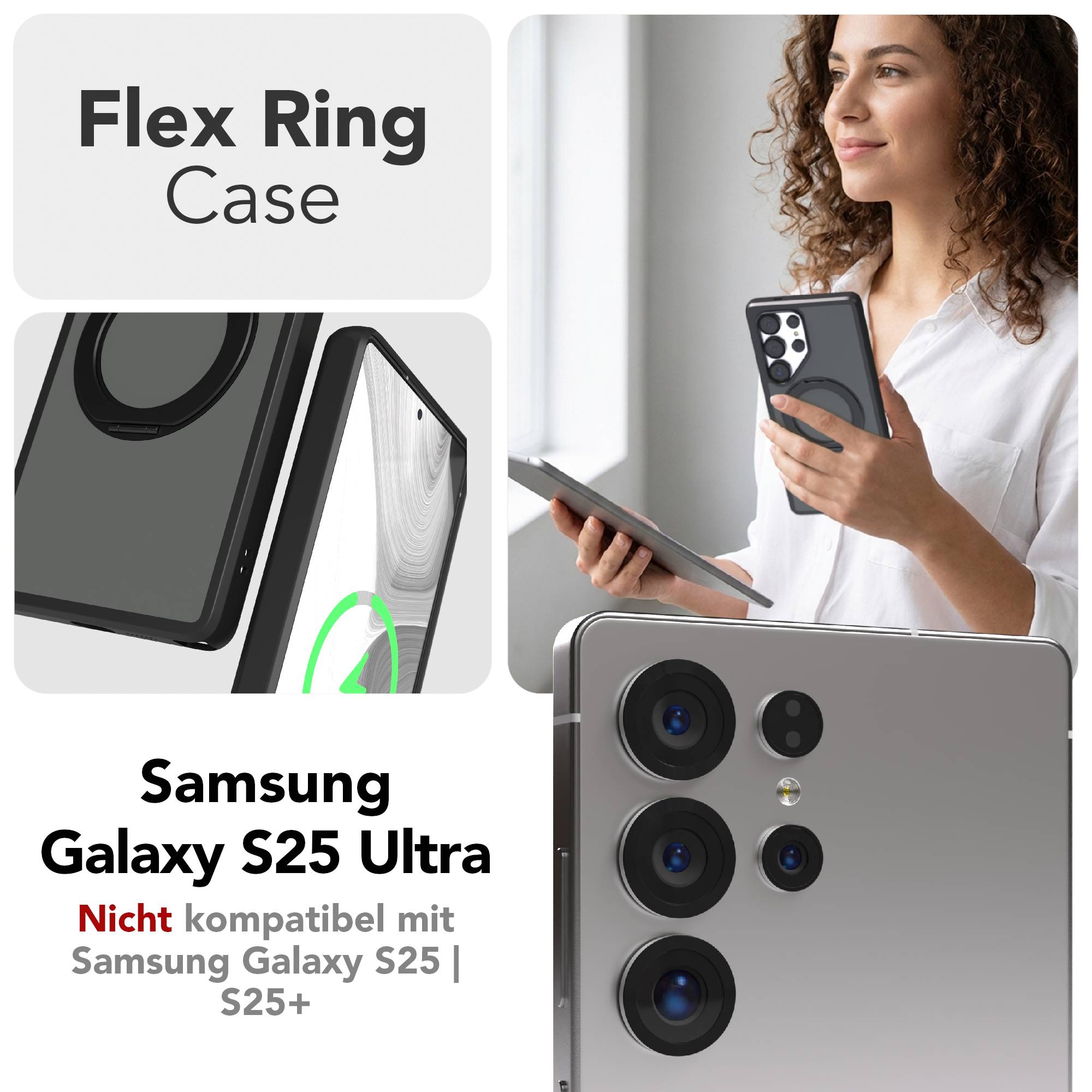 Samsung Galaxy S25 Ultra Bumper Hülle mit drehbarem Ring und MagSafe
