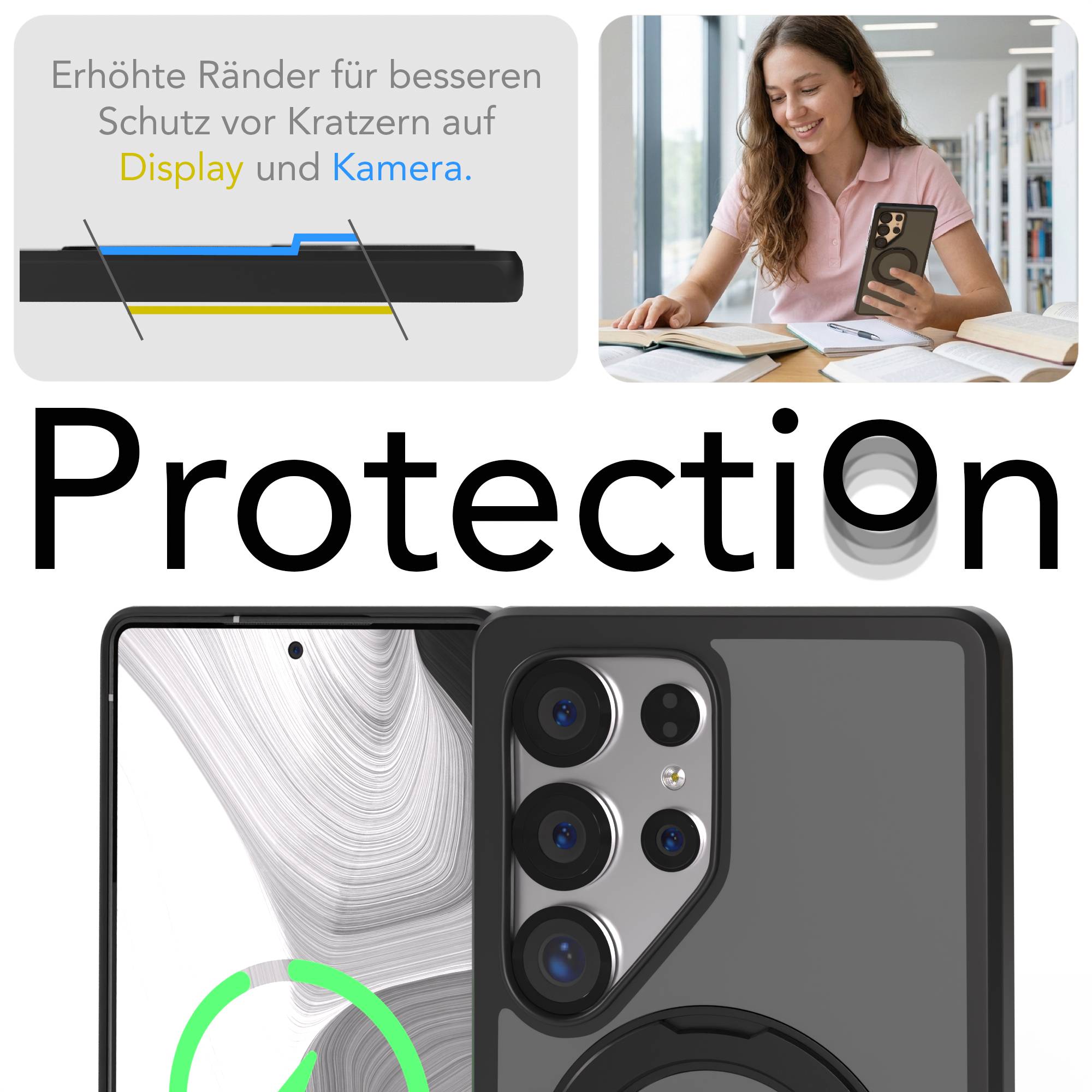 Samsung Galaxy S25 Ultra Bumper Hülle mit drehbarem Ring und MagSafe